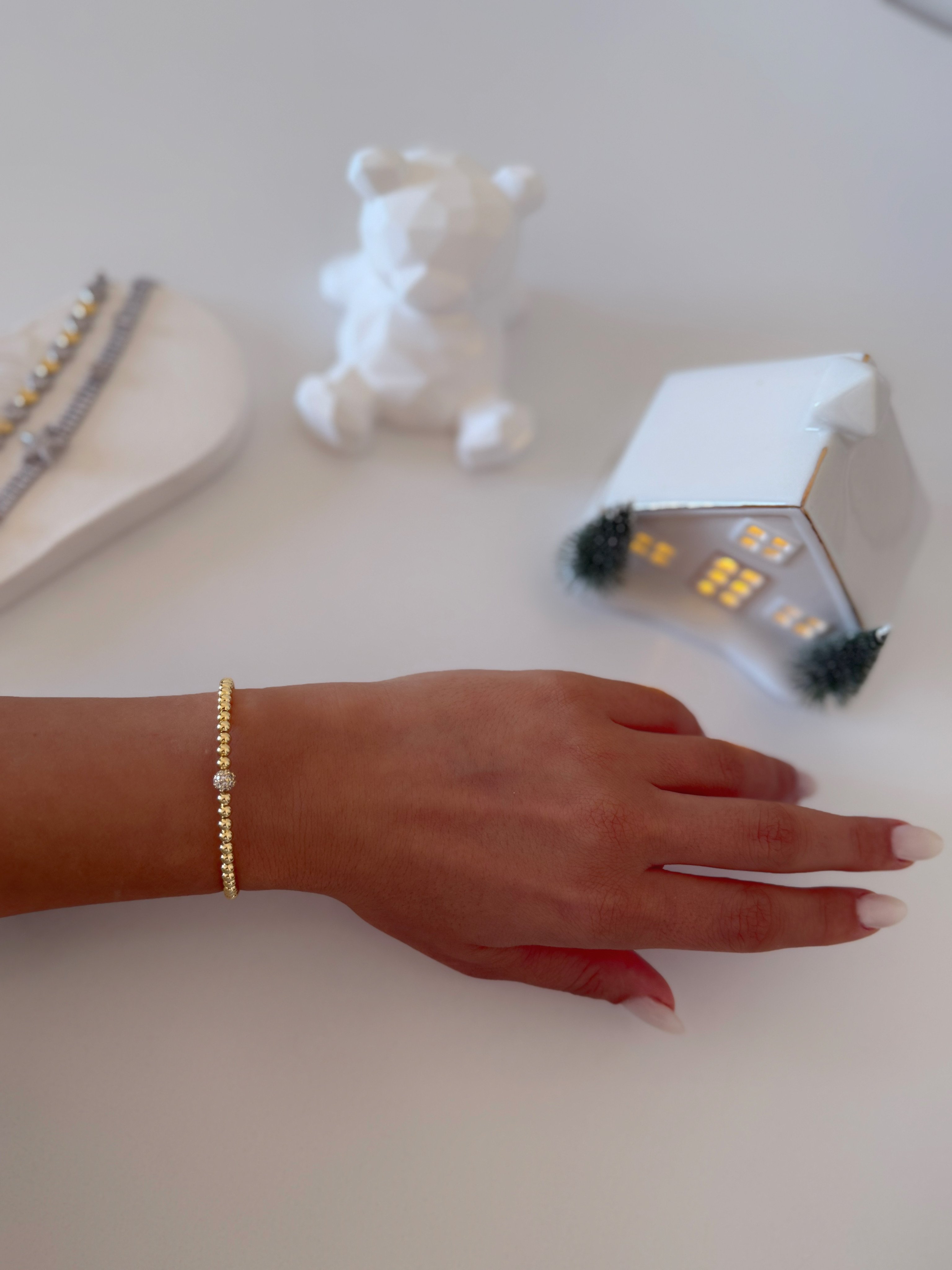 Dorika Taşlı Gold Bileklik