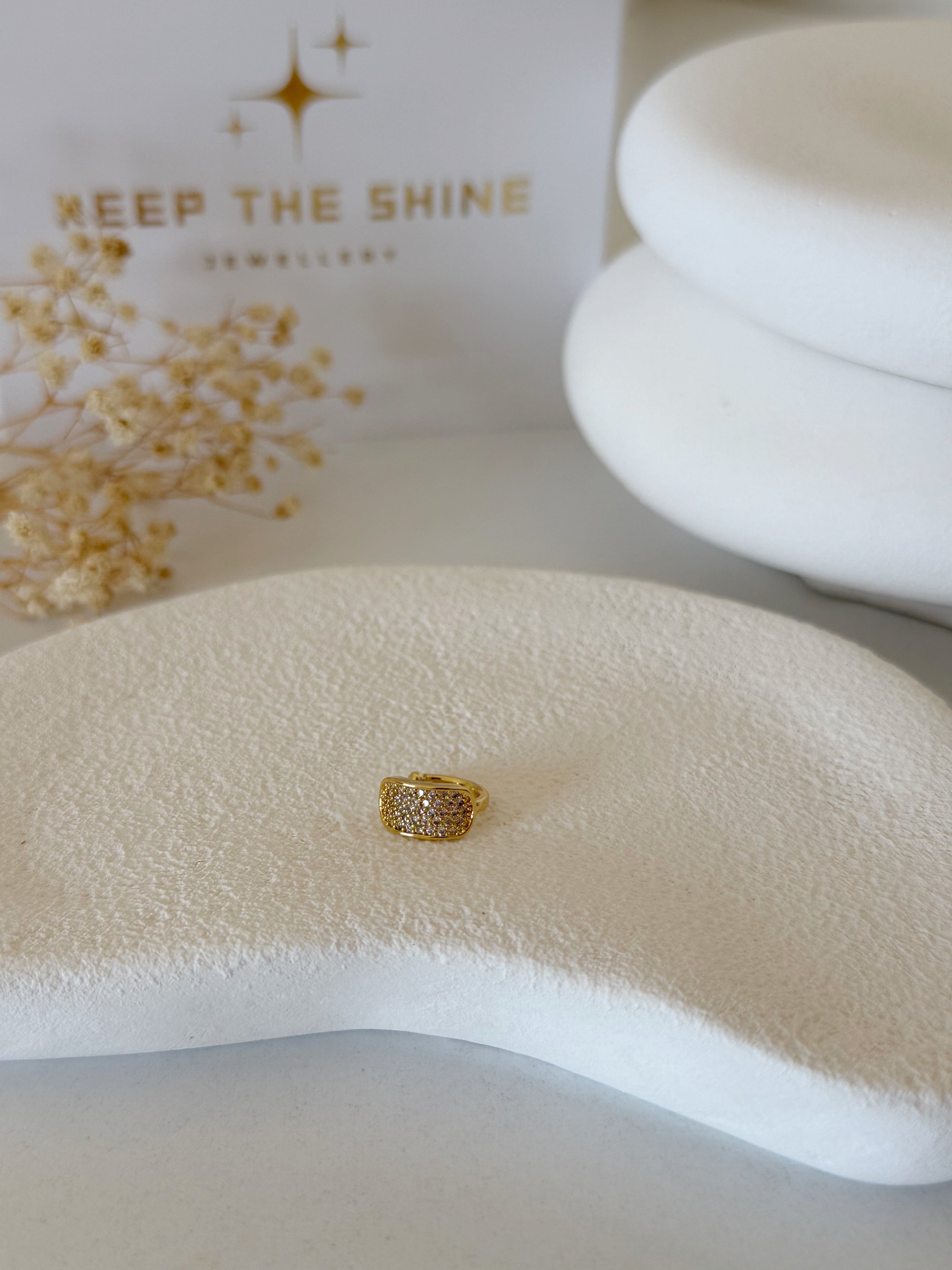 Taşlı Mini Çelik Earcuff Küpe