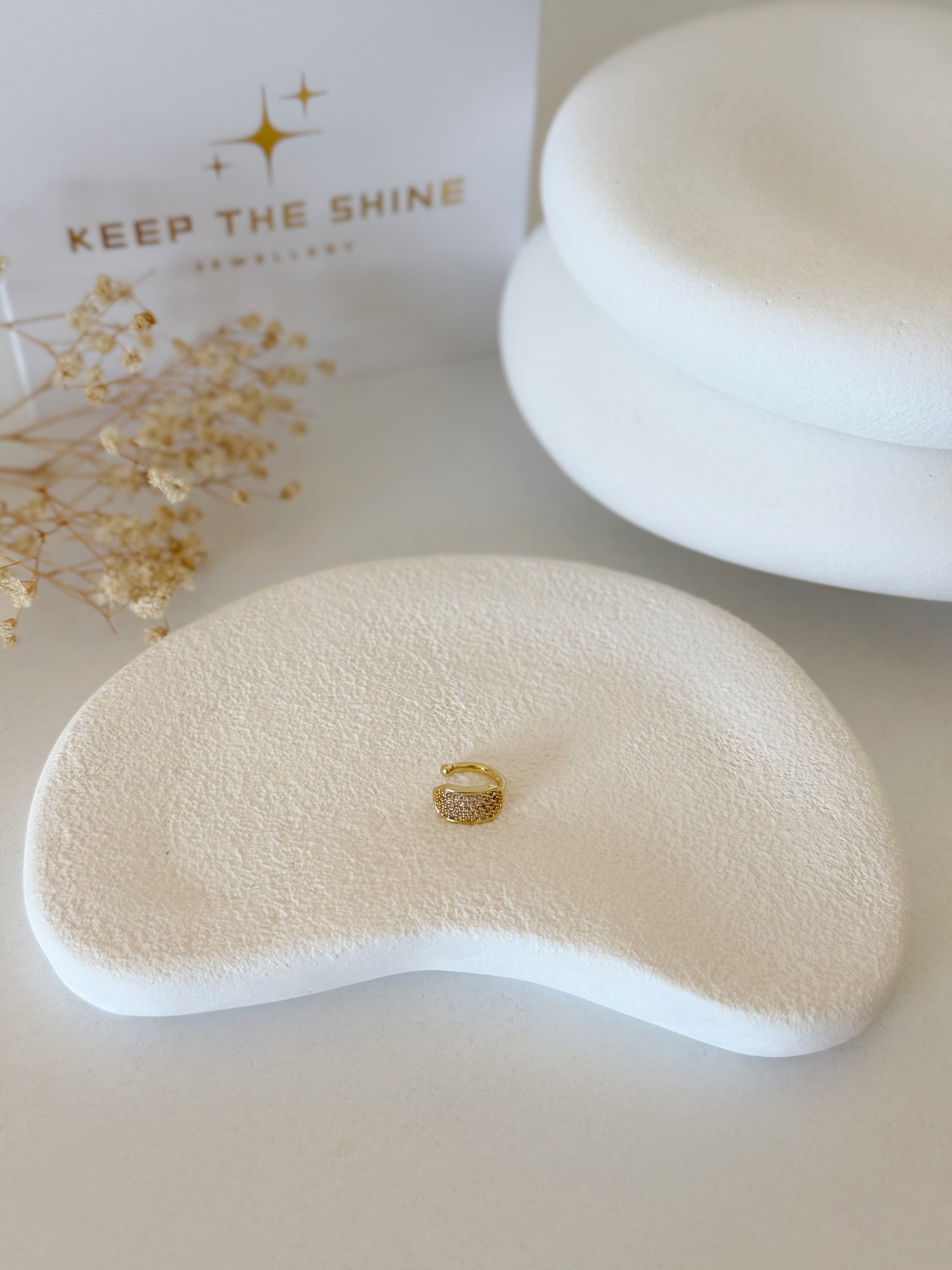Taşlı Mini Çelik Earcuff Küpe