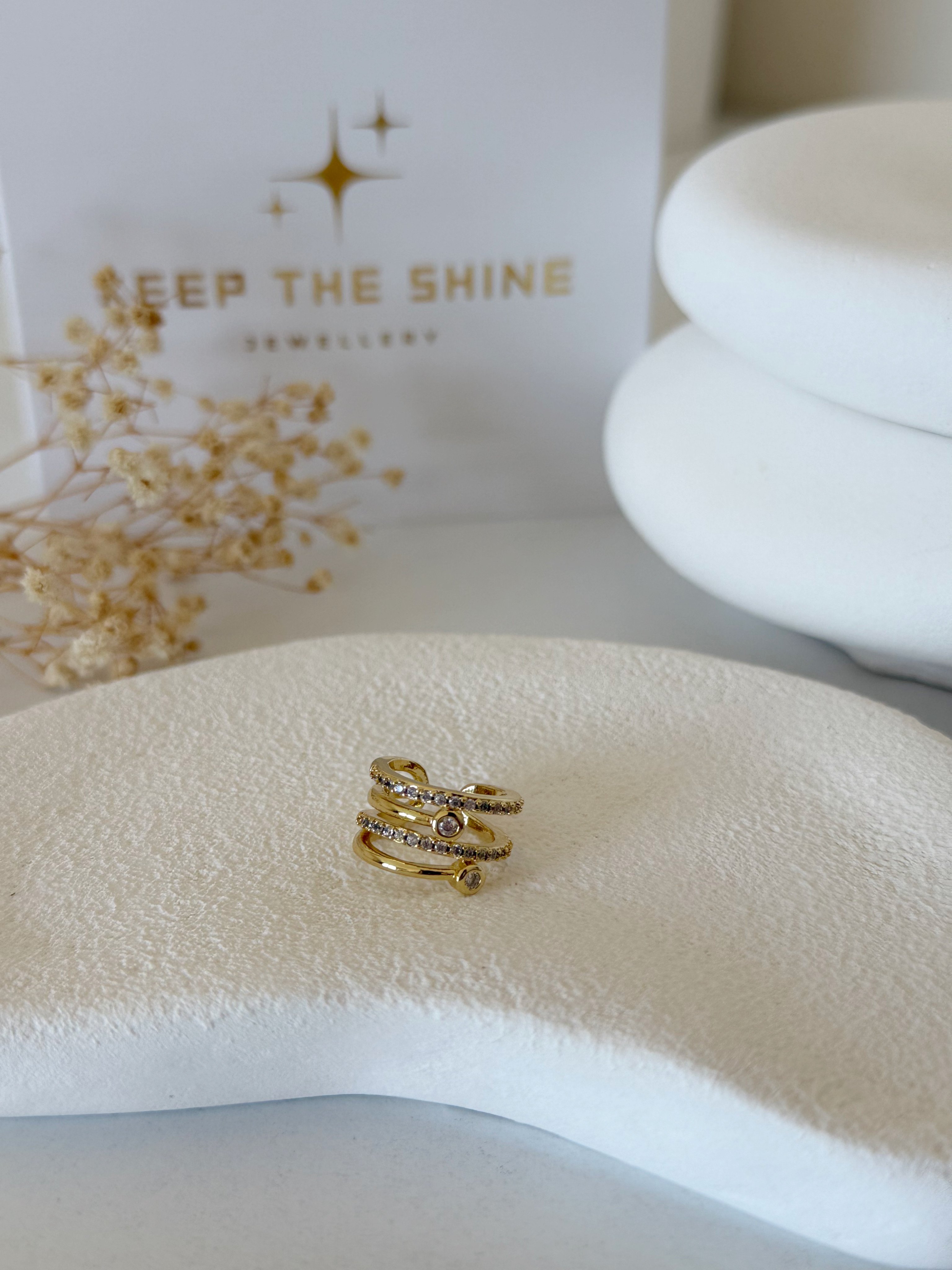 Dörr Şeritli Çelik Earcuff Küpe