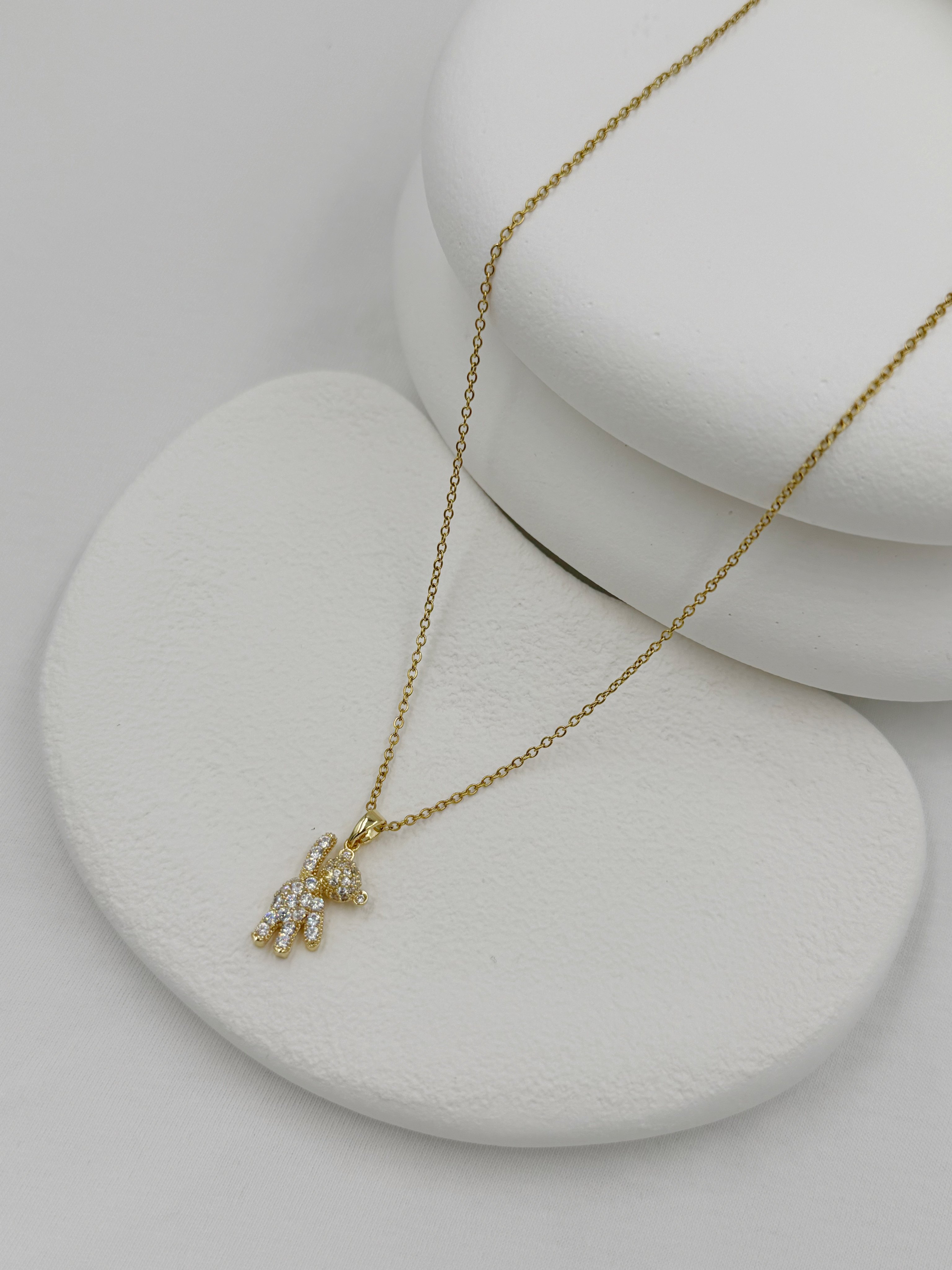 Ayıcıklı Çelik Gold Kolye/40+5cm