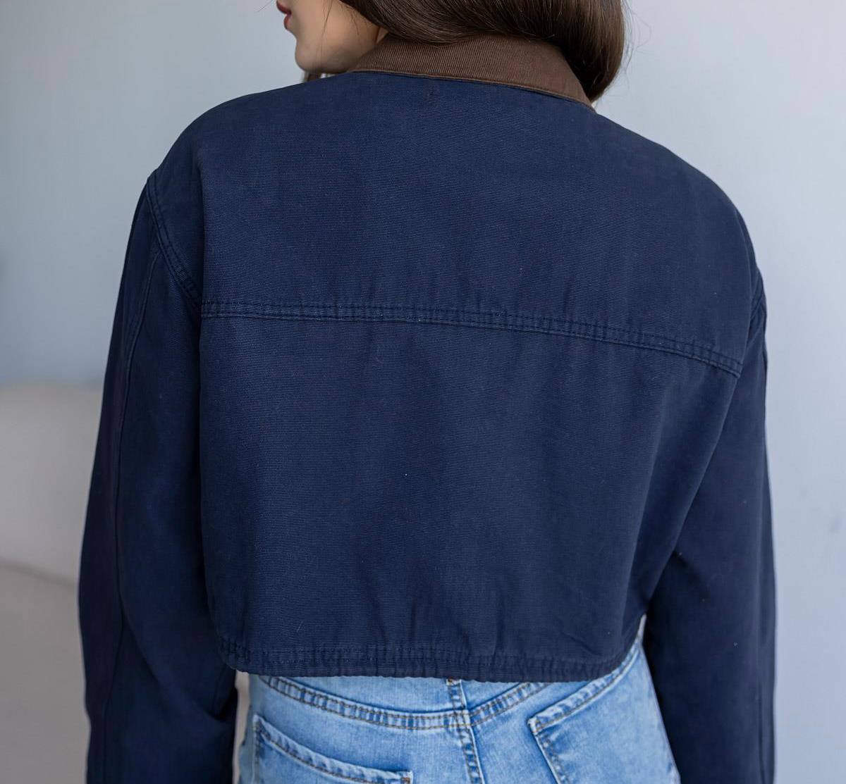 Mini Bomber Crop Ceket Lacivert