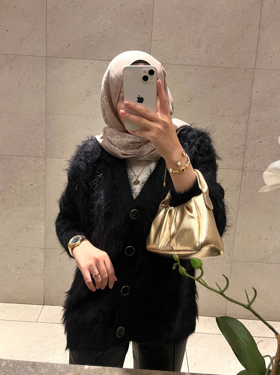 Kristal Peluş Siyah Hırka