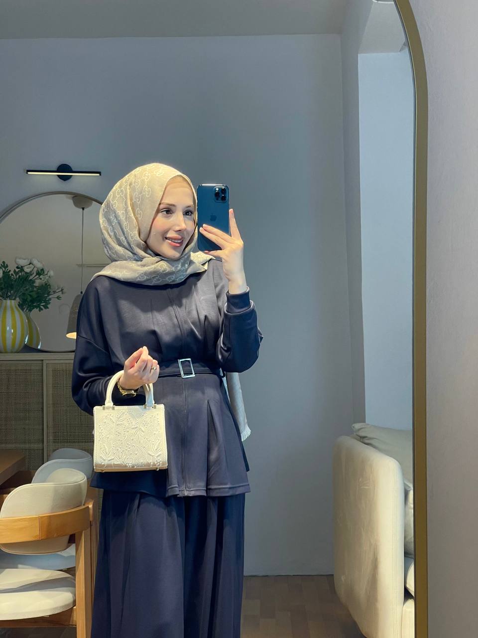 Kemer Detaylı Geniş Pantolonlu Takım - Antrasit 