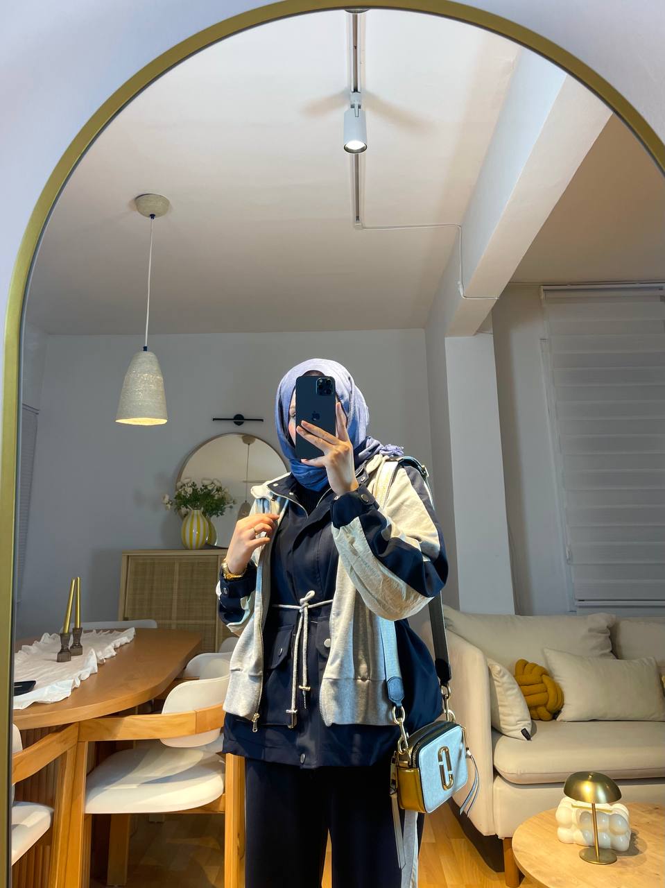 Lacivert Gri Kapüşonlu Garnili Takım