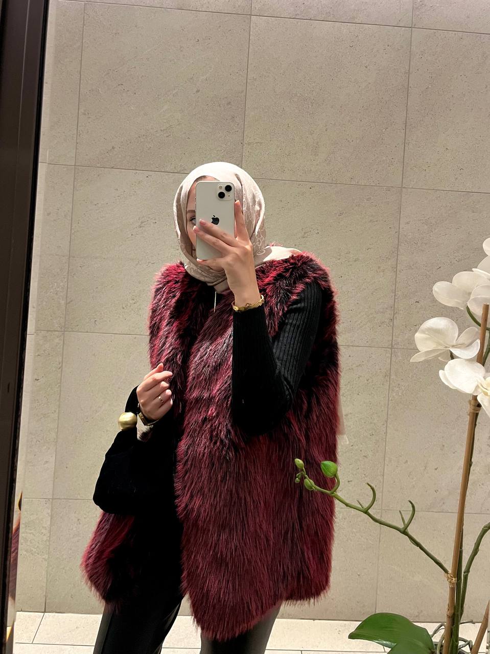 Glam Aura Bordo İthal Kürk  