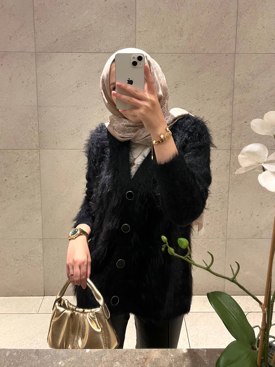 Kristal Peluş Siyah Hırka