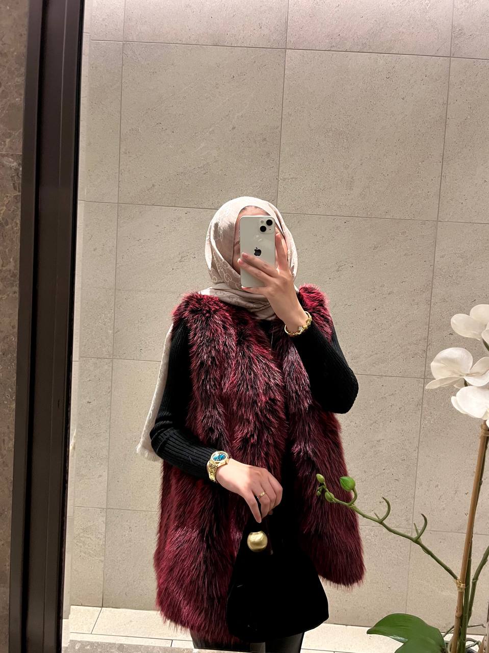 Glam Aura Bordo İthal Kürk  