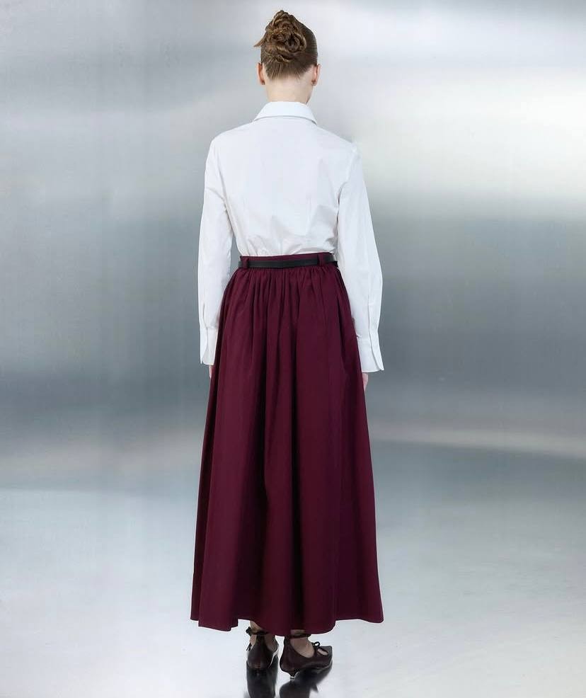 Bordo Kemerli Etek