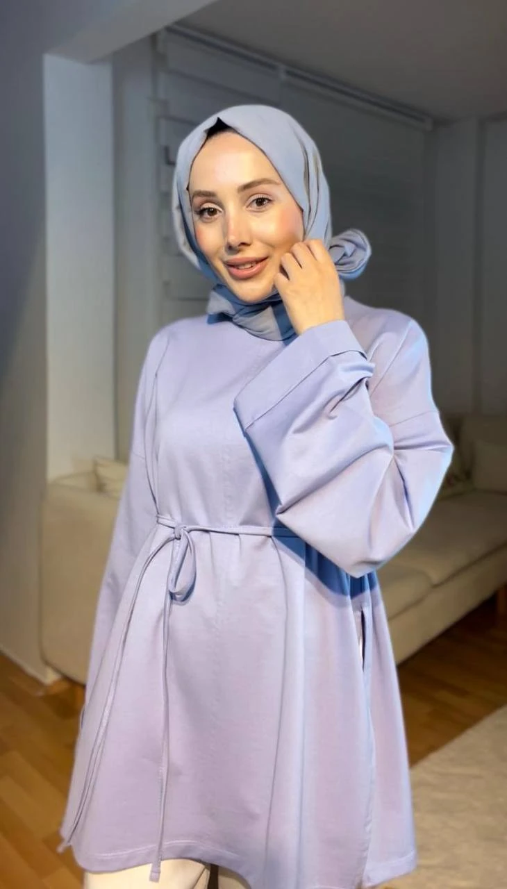 Seren Yırtmaçlı Lila Tunik