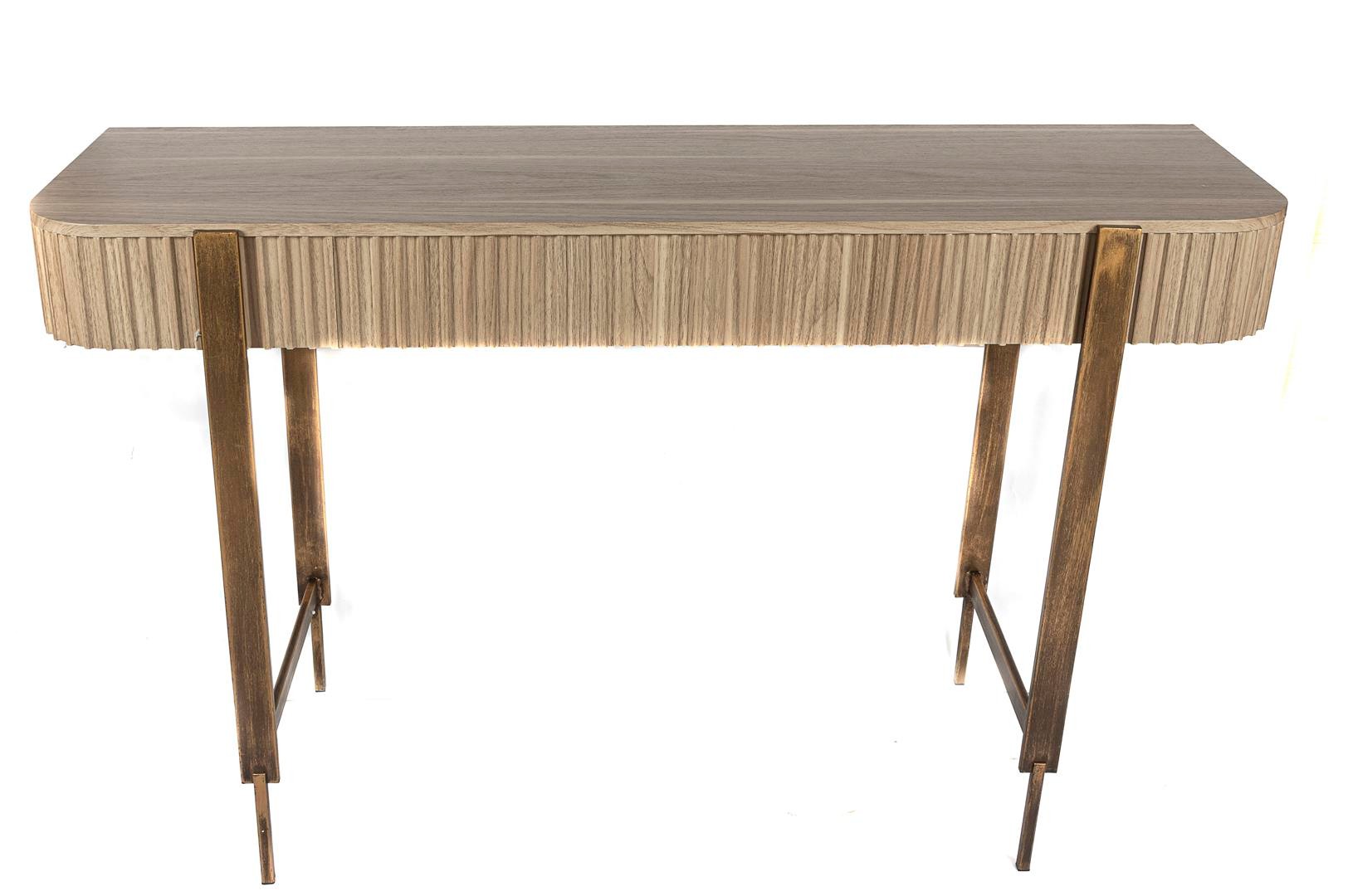 METAL AYAKLI GOLD KREM AHŞAP KONSOL 120X36X74CM