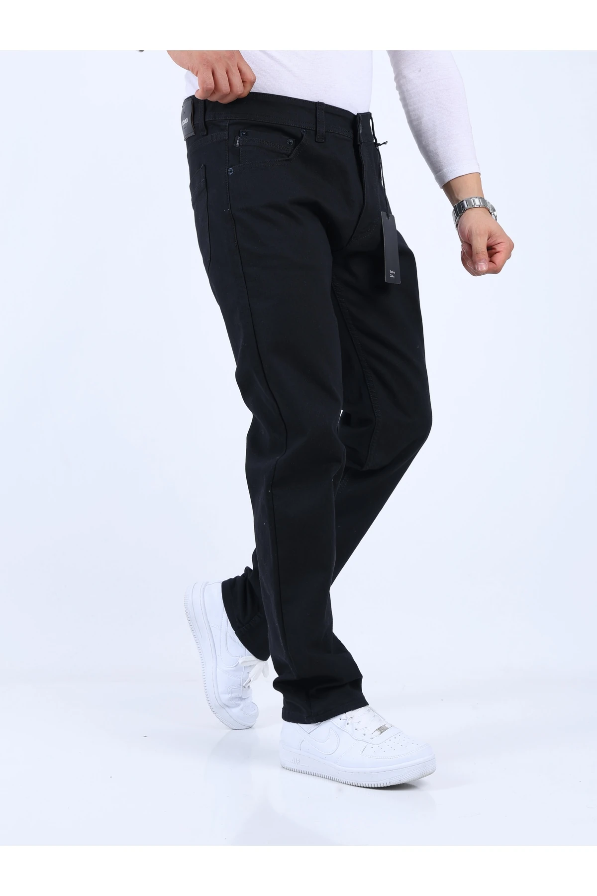 Erkek Baggy Petekli Siyah Pantolon