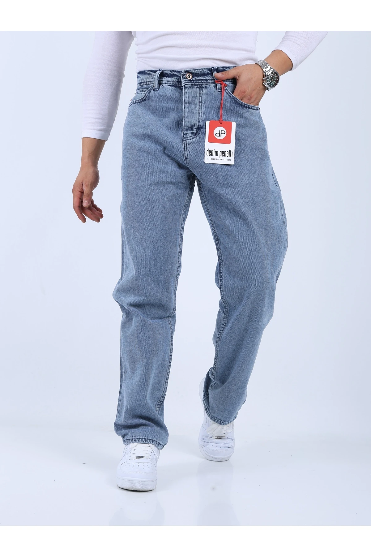 Erkek Baggy Jeans Kot Açık Kar Pantolon main variant image