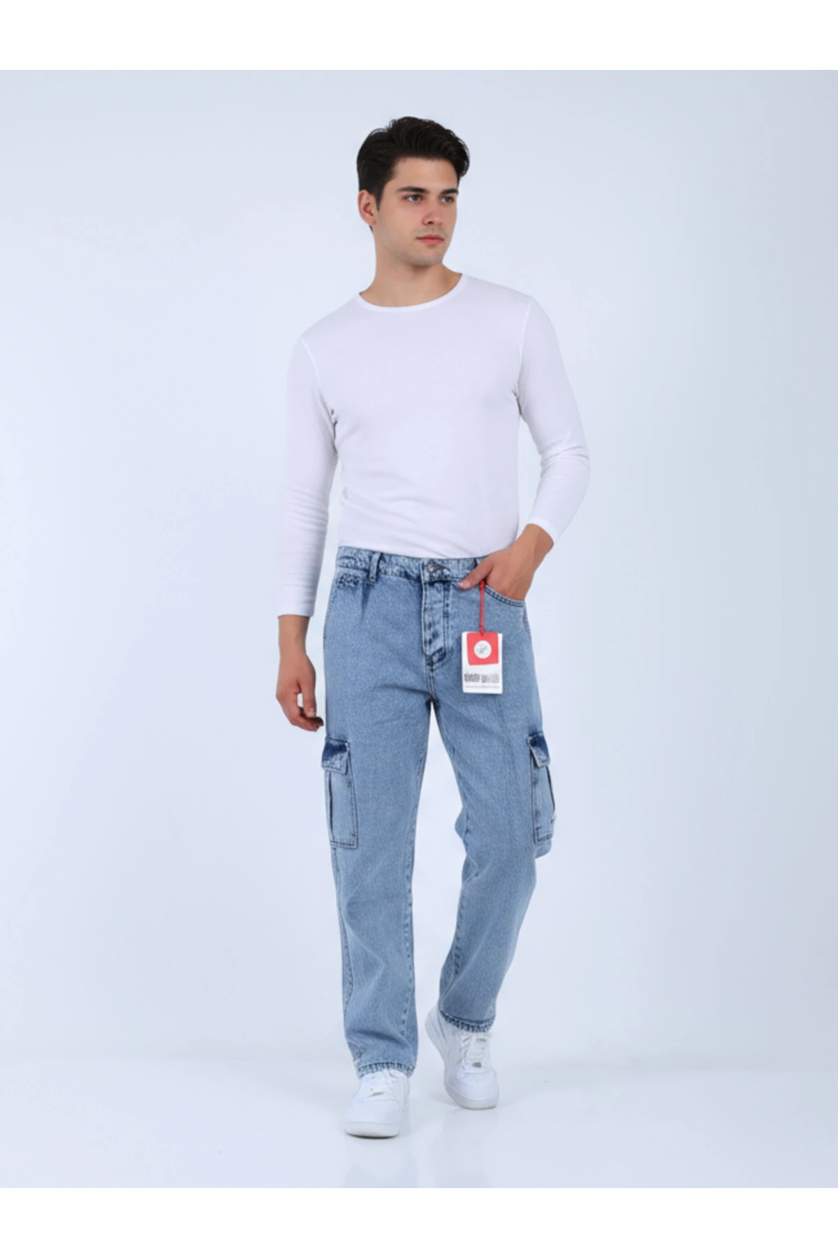 Erkek Baggy Kargo Cepli Buz Pantolon