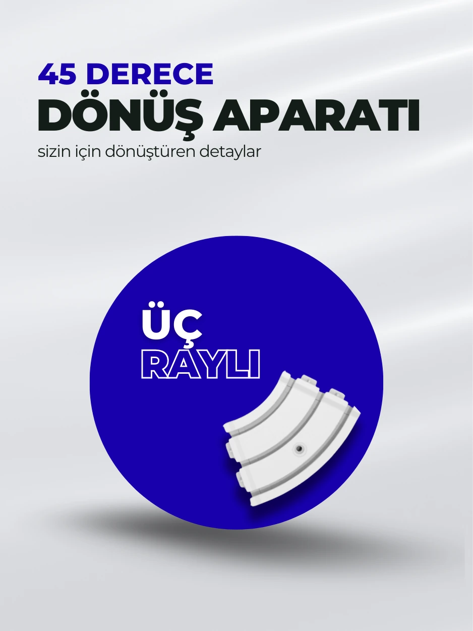 3 Raylı 45 Derece Korniş Dönüş Aparatı