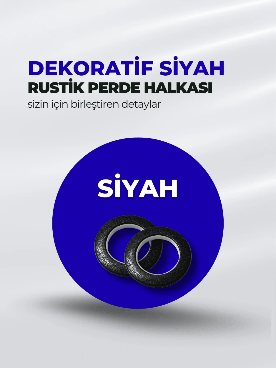 Dekoratif Rustik Perde Halkası Siyah-3 cm çap