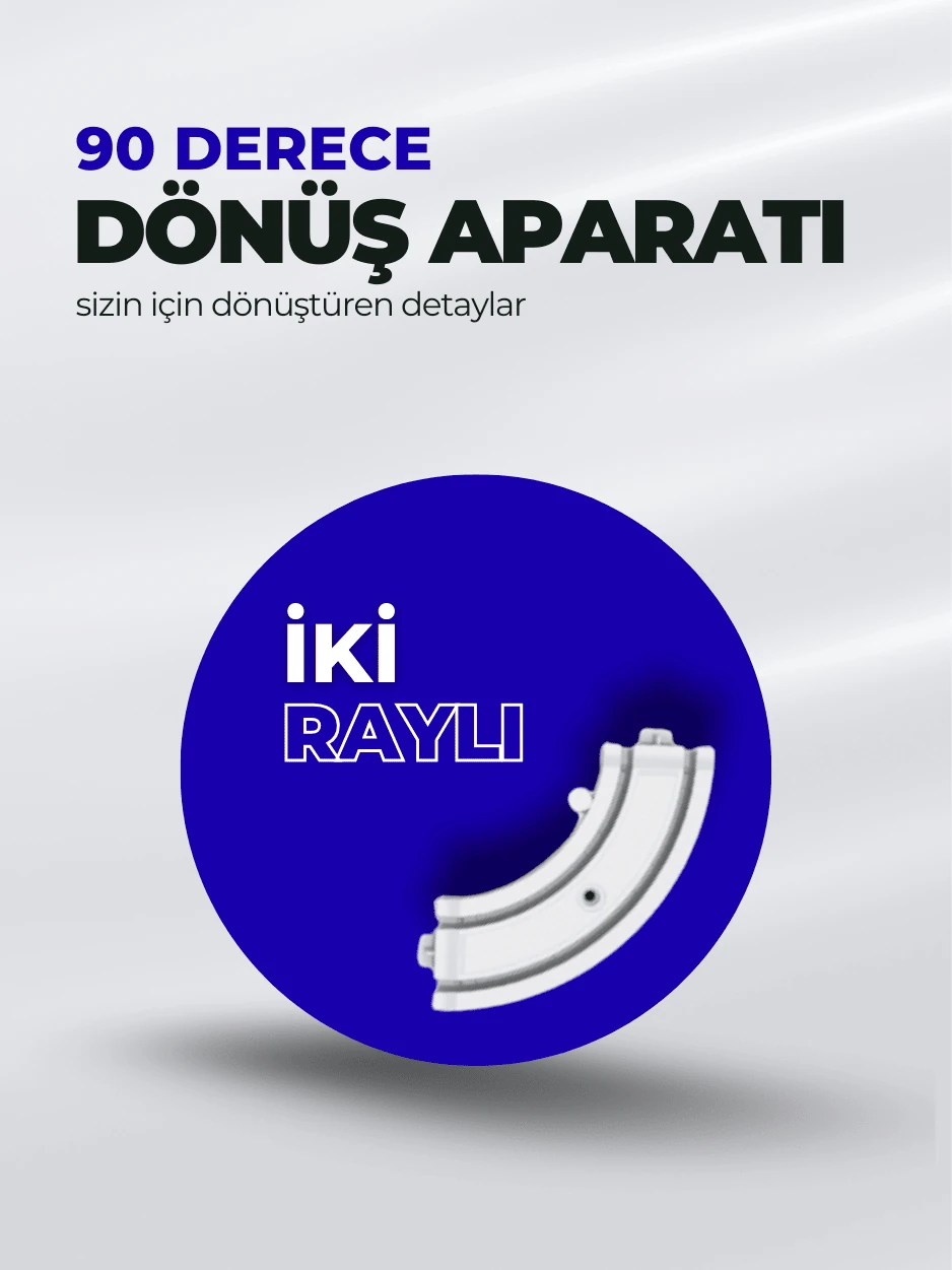 2 Raylı 90 Derece Korniş Dönüş Aparatı