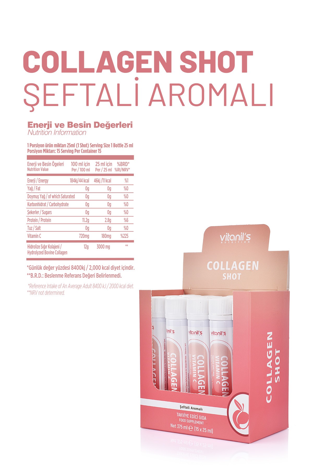 Collagen Shot (Şeftali Aromalı C Vitamini) 15x25ml