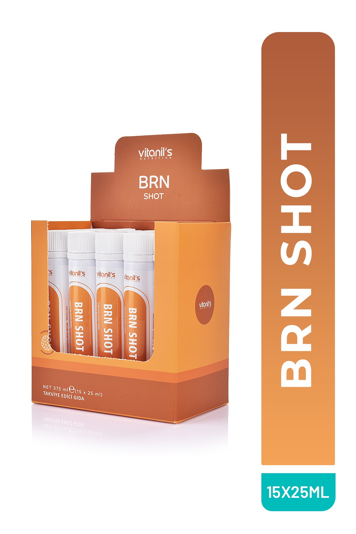 BRN Shot (B Vitaminleri, Magnezyum, Çinko, Resveratrol, Ginko Ekstresi, Üzüm Çekirdeği) 15x25ml