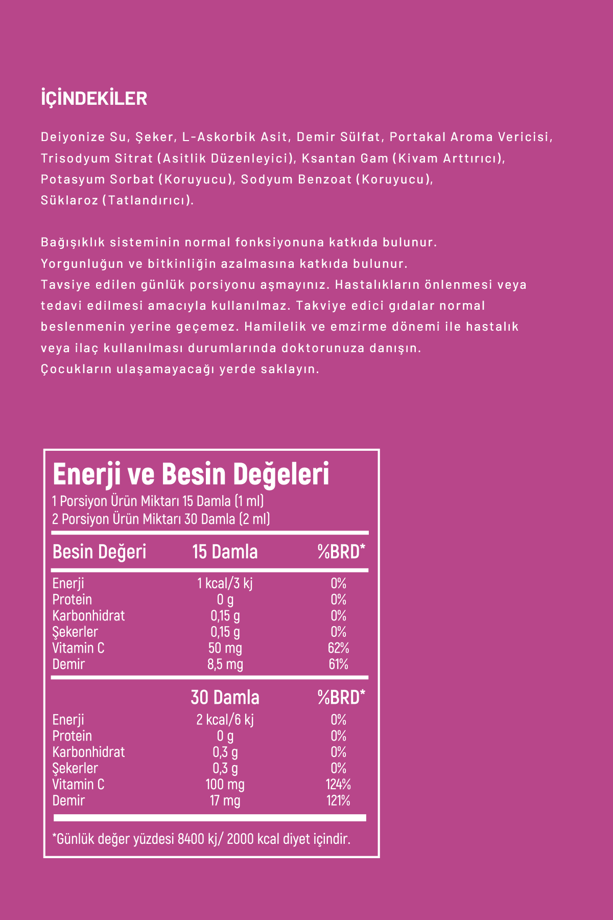 Demir Damlası ( Demir ve C vitamini) 30ml