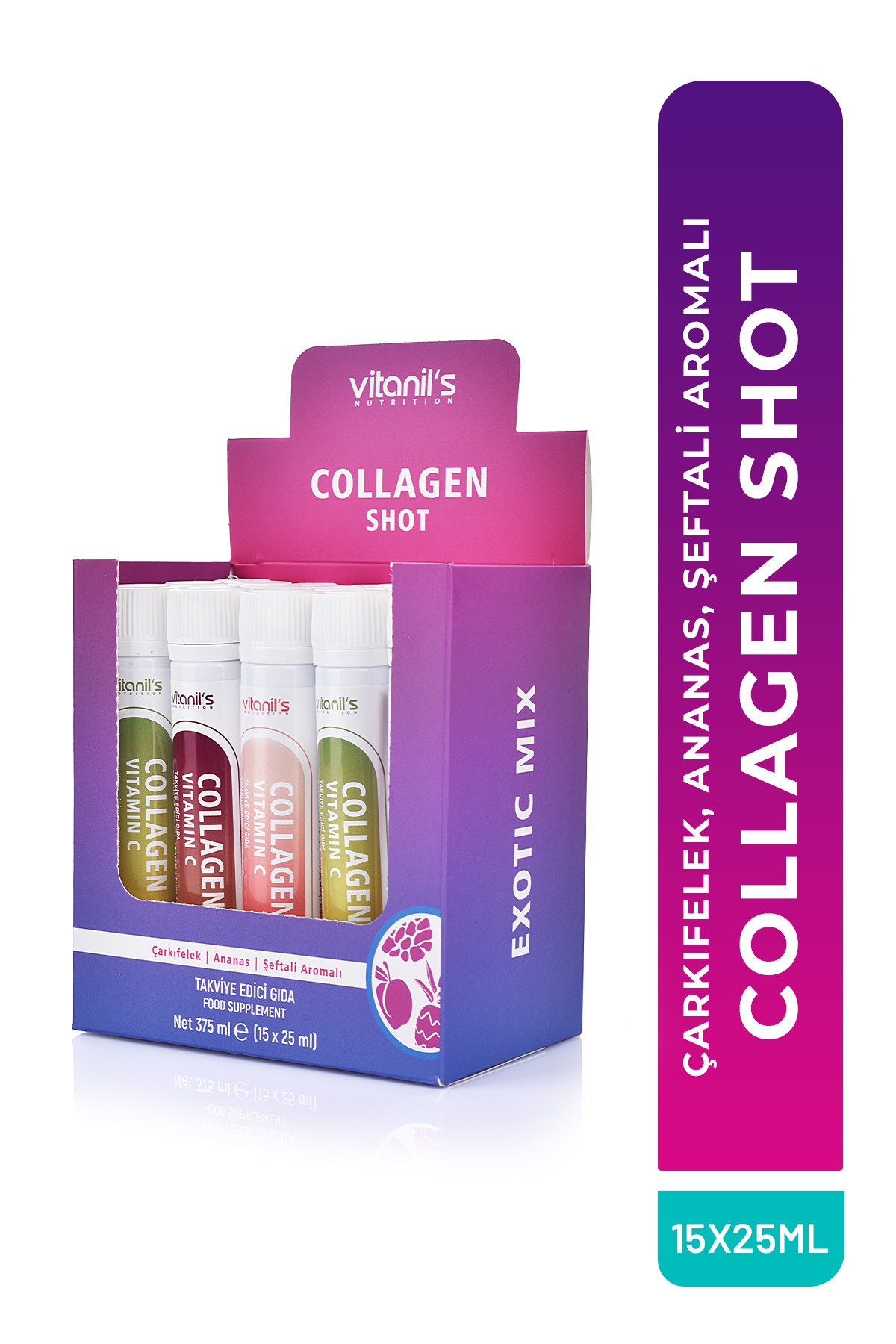 Collagen Shot Exotic (Mix Şeftali, Ananas, Çarkıfelek Aromalı C Vitamini) 15*25ML