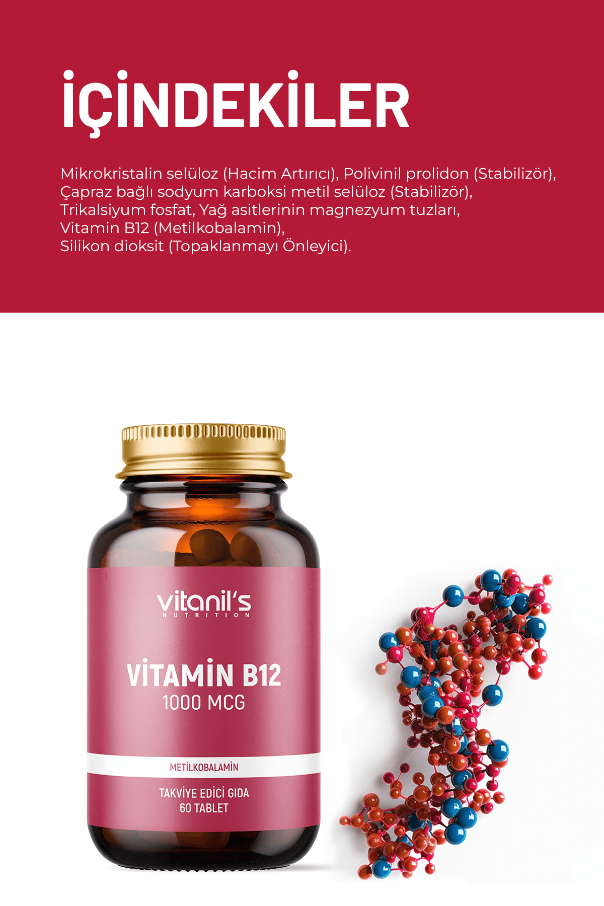 Vitamin B12 (Metilkobalamin) 60 Tablet - 1000 mcg