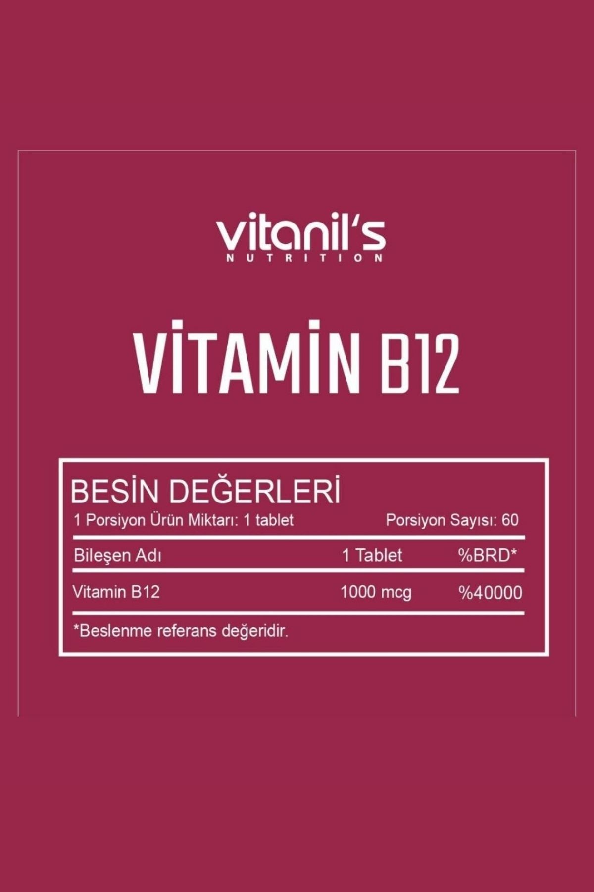 Vitamin B12 (Metilkobalamin) 60 Tablet - 1000 mcg
