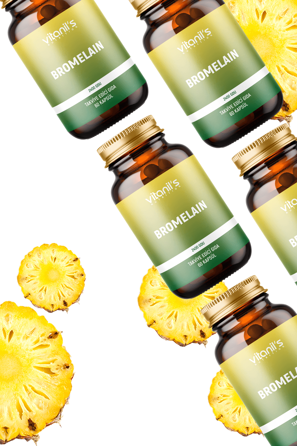 Bromelain 60 Bitkisel Kapsül - 2400 Gdu