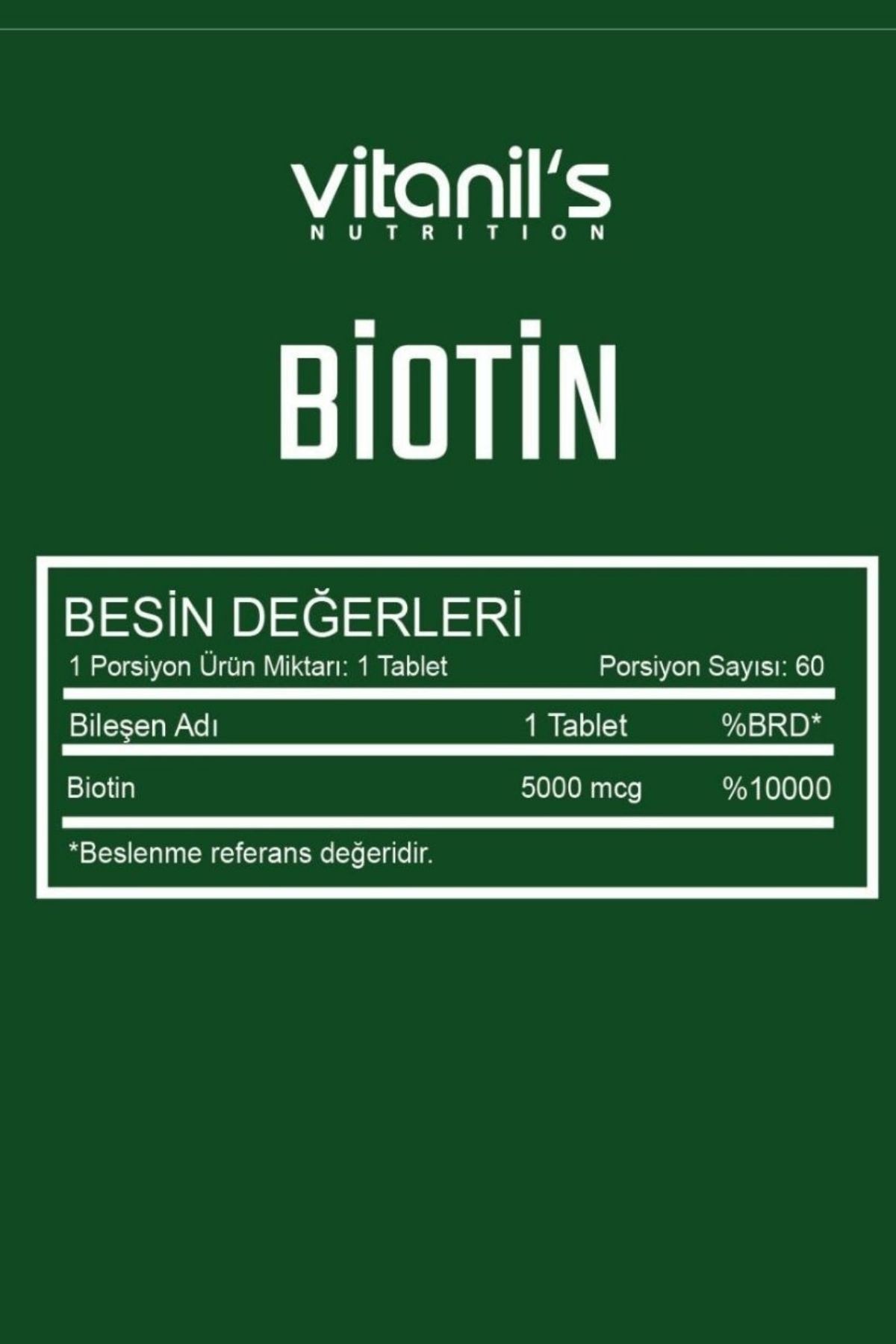 Biotin 60 Tablet - 5000 mcg