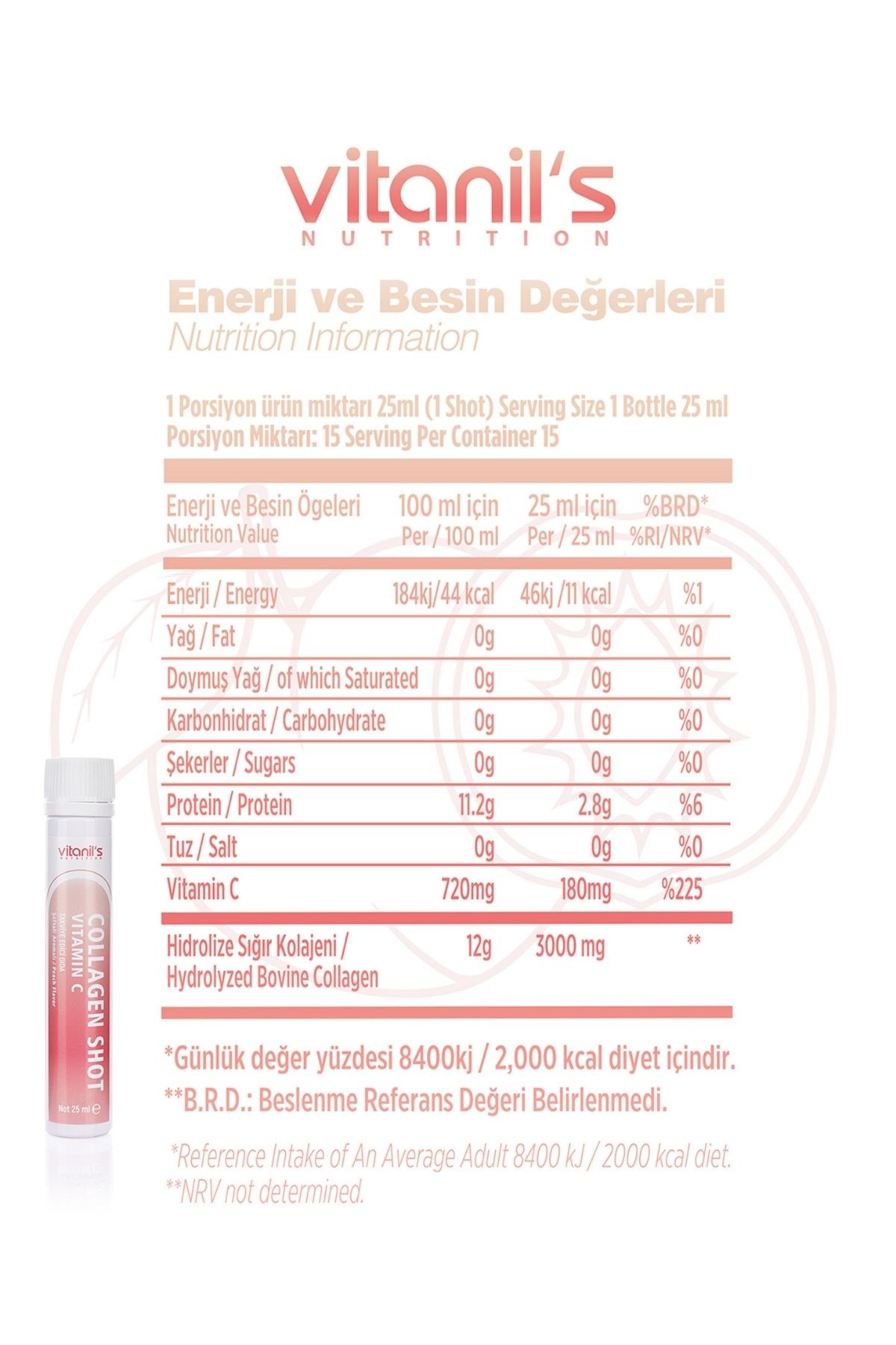 Collajen Shot - Şeftali (15x25ml)