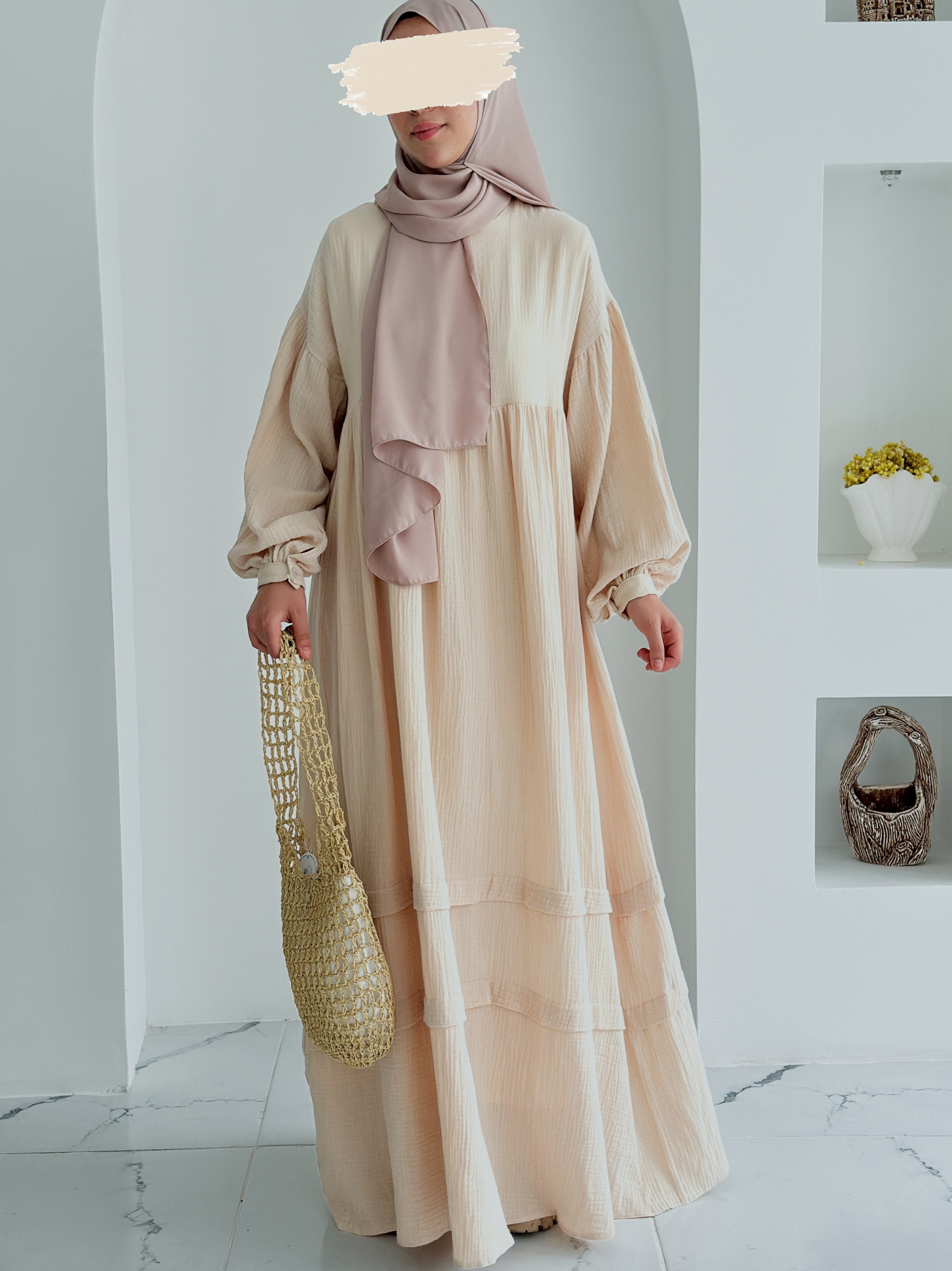 FARAH ELBİSE EKRU 