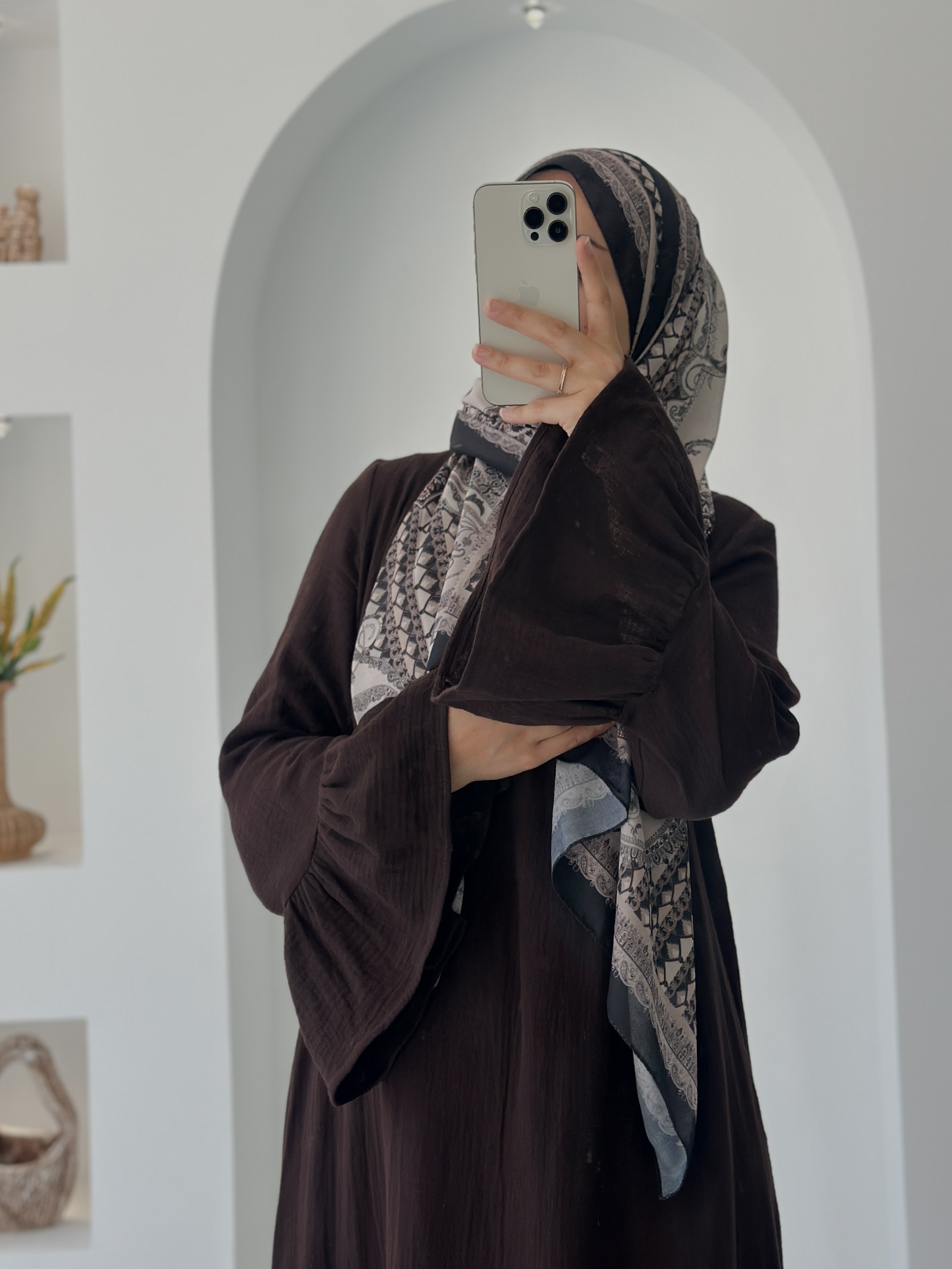 BAHAR MUSLİN ELBİSE  - ACI KAHVE