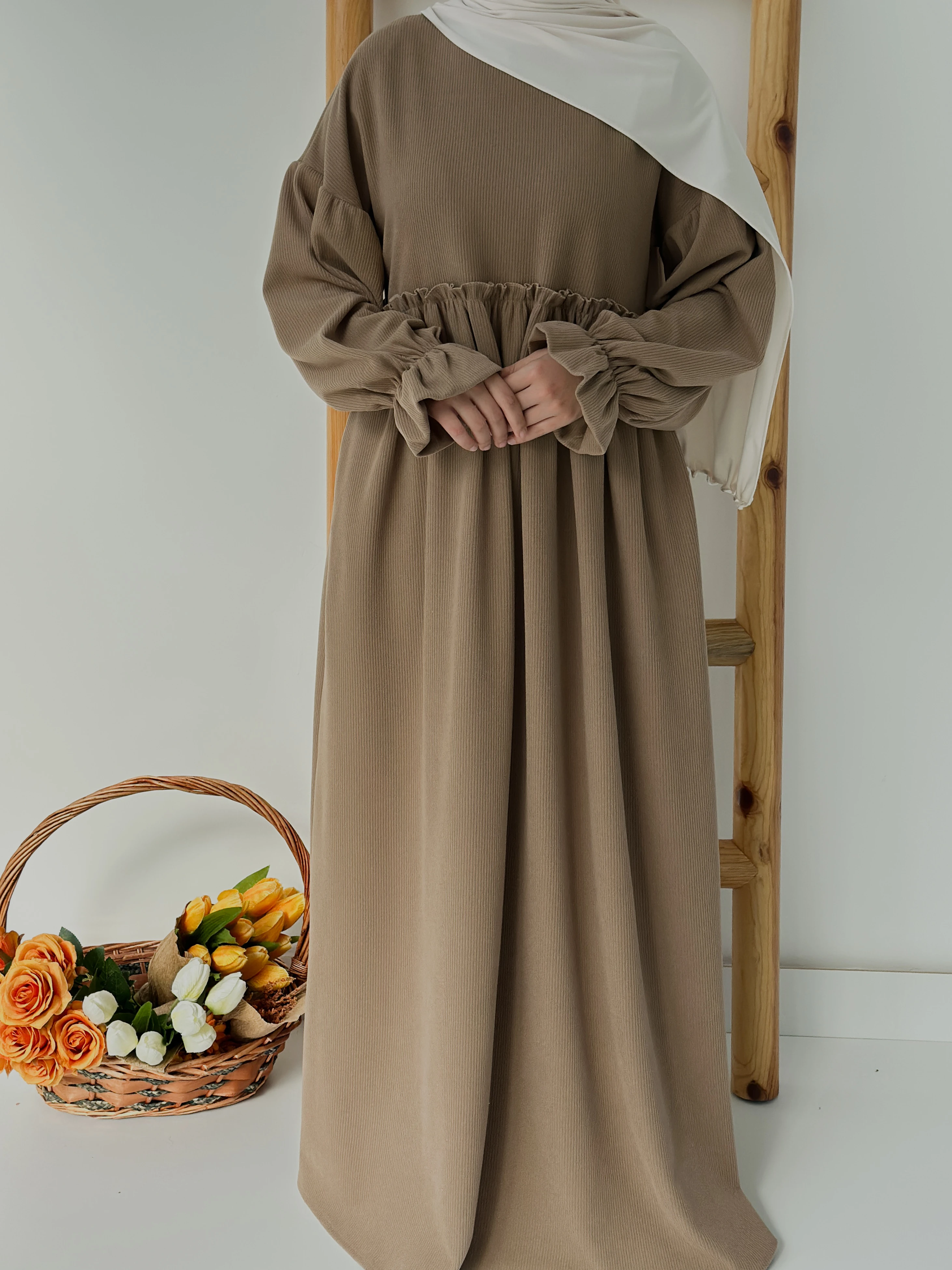 FİTİLLİ İNCİ ELBİSE  - VİZON