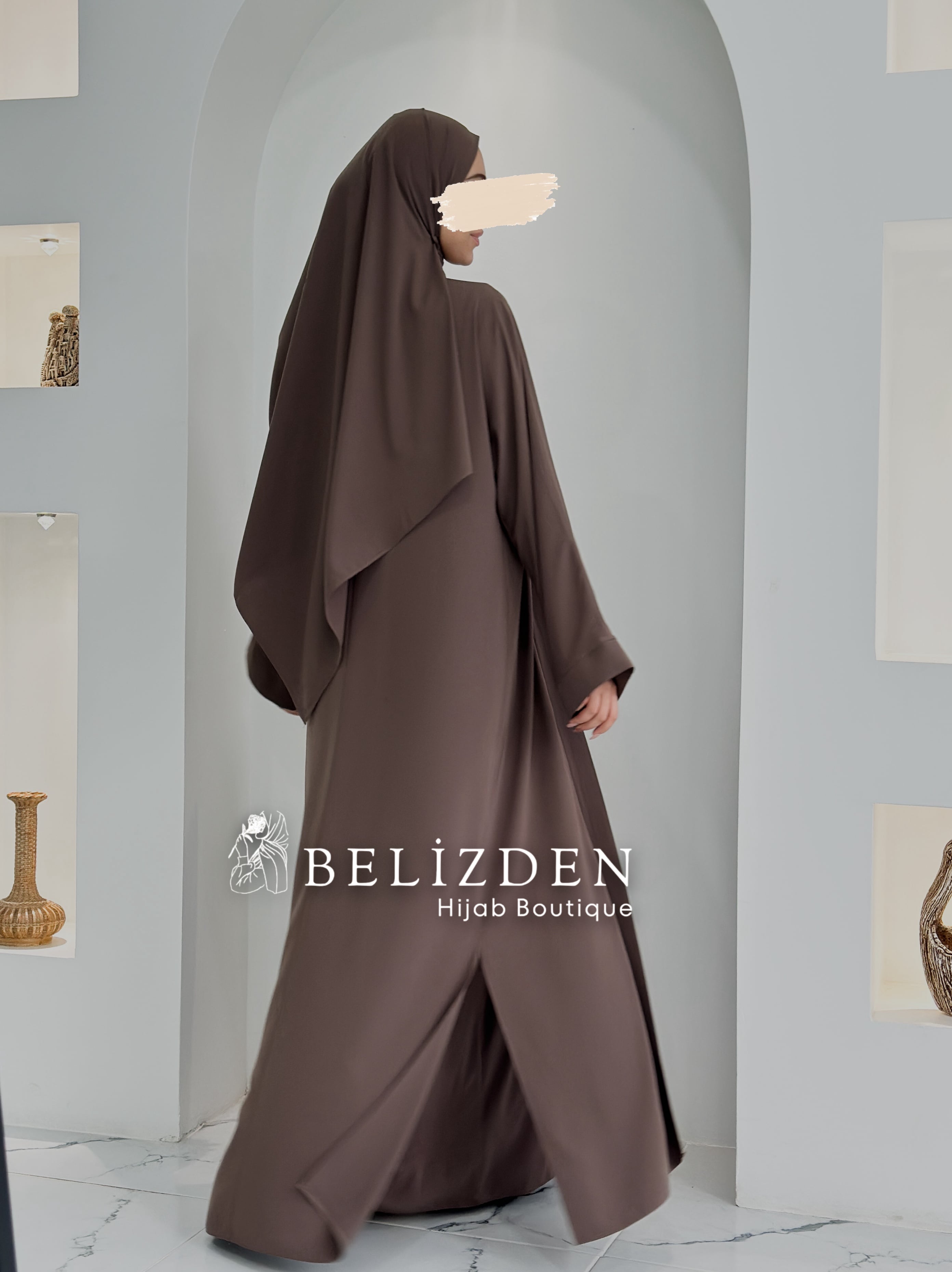 İPEK SAHRA ABAYA TAKIM - KÜL 