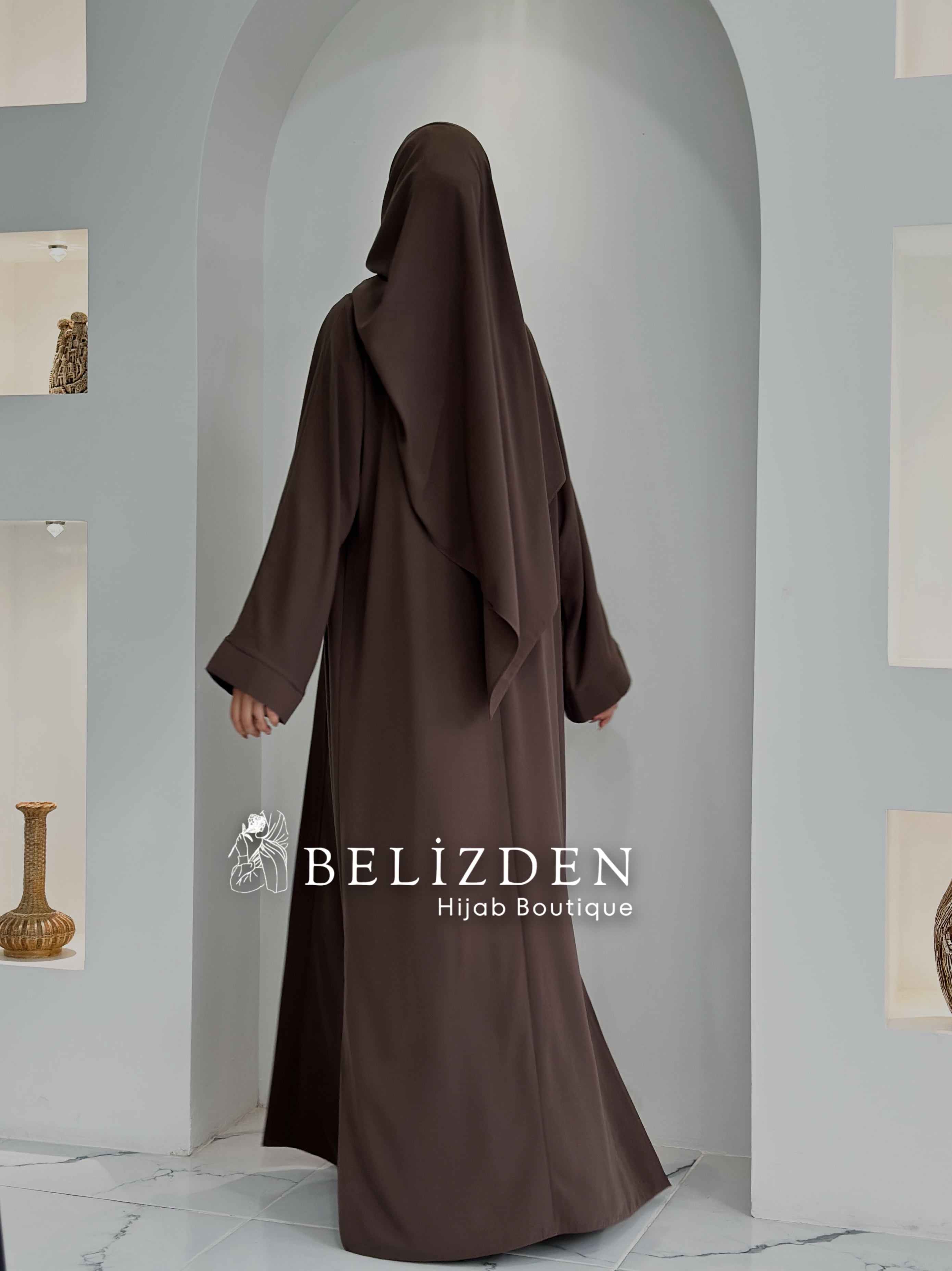 İPEK SAHRA ABAYA TAKIM - KÜL 