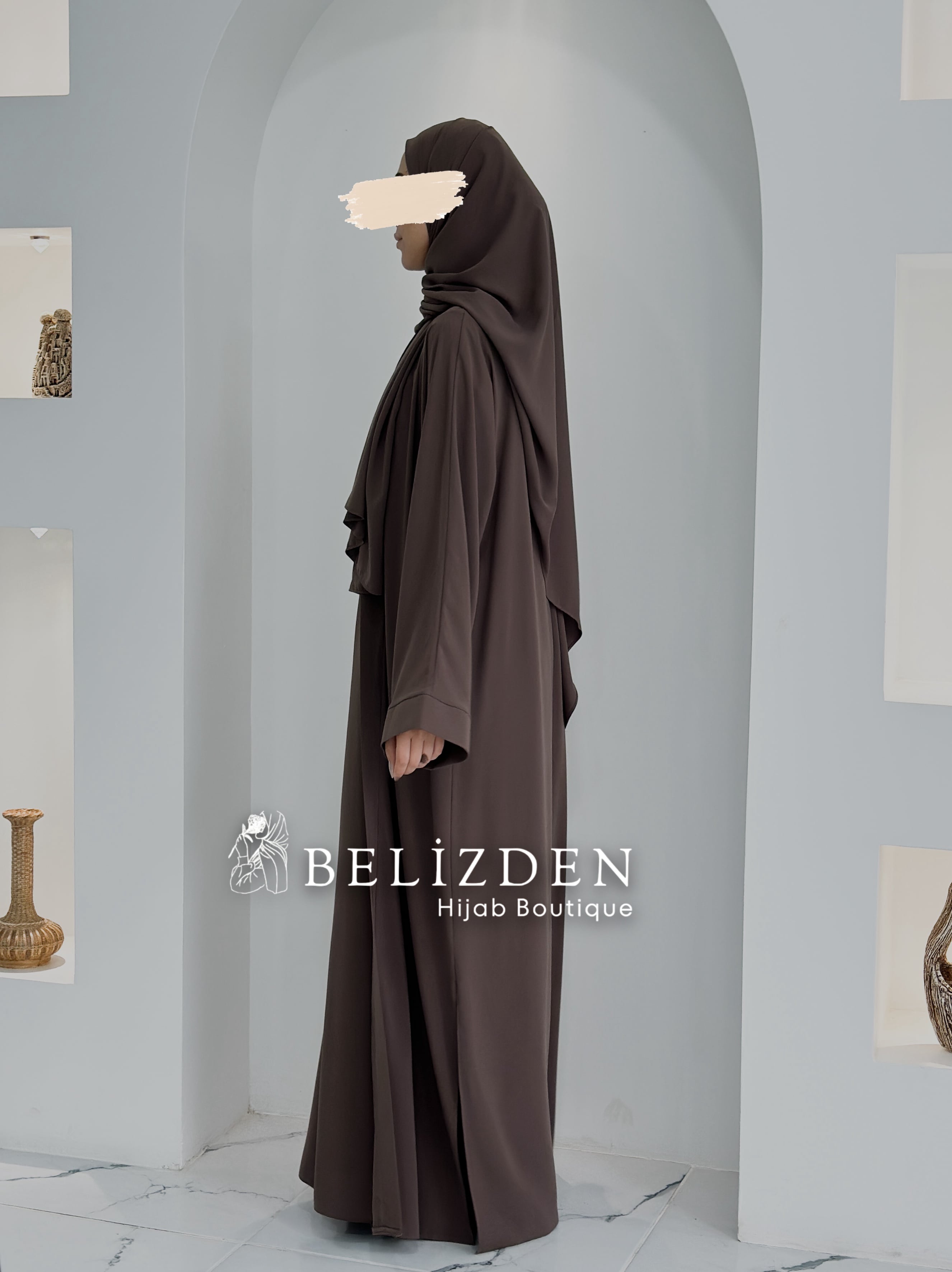 İPEK SAHRA ABAYA TAKIM - KÜL 