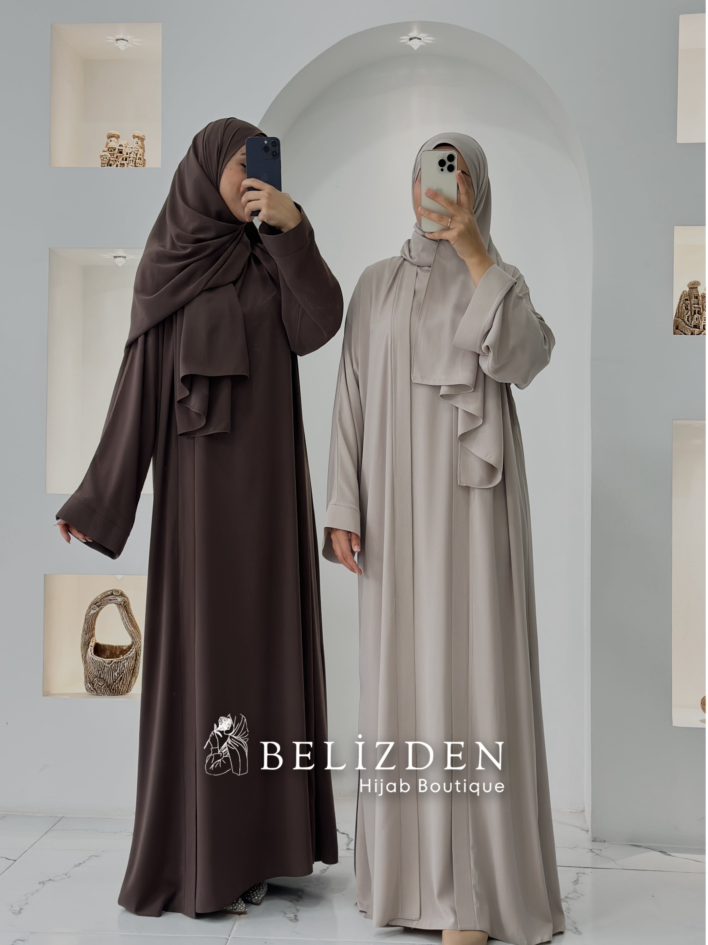 İPEK SAHRA ABAYA TAKIM - KÜL 
