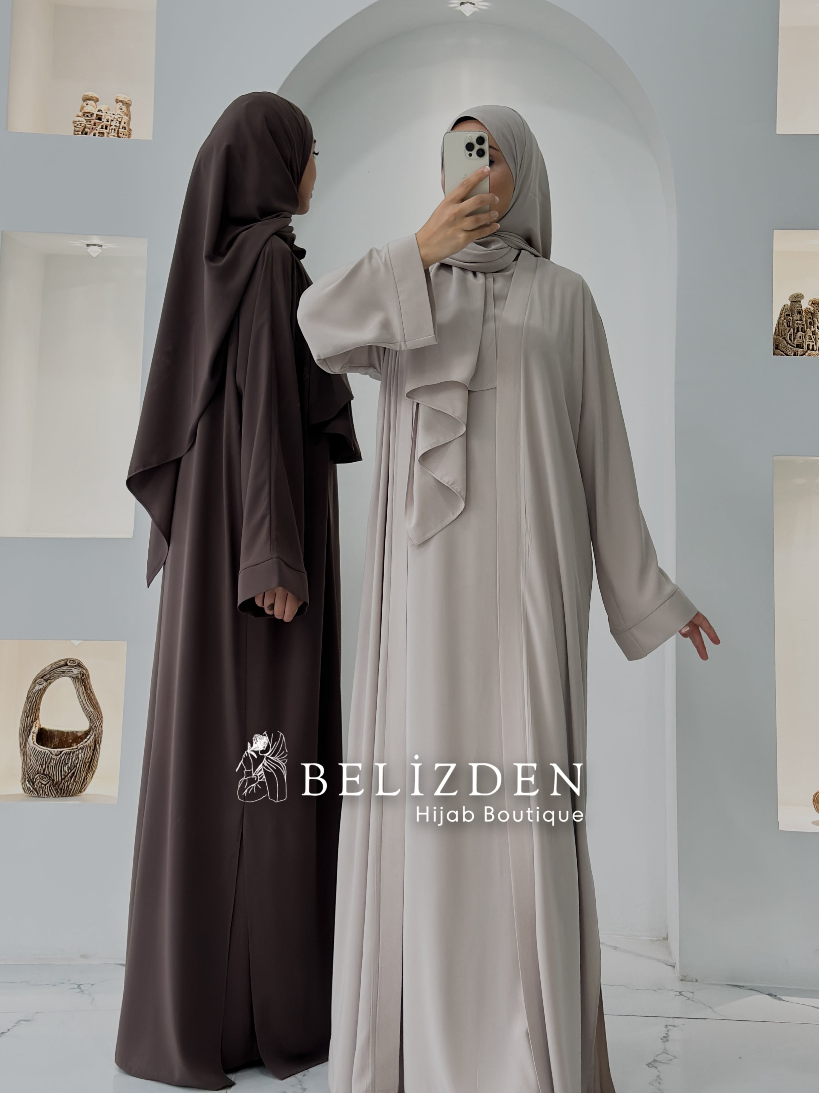 İPEK SAHRA ABAYA TAKIM - KÜL 
