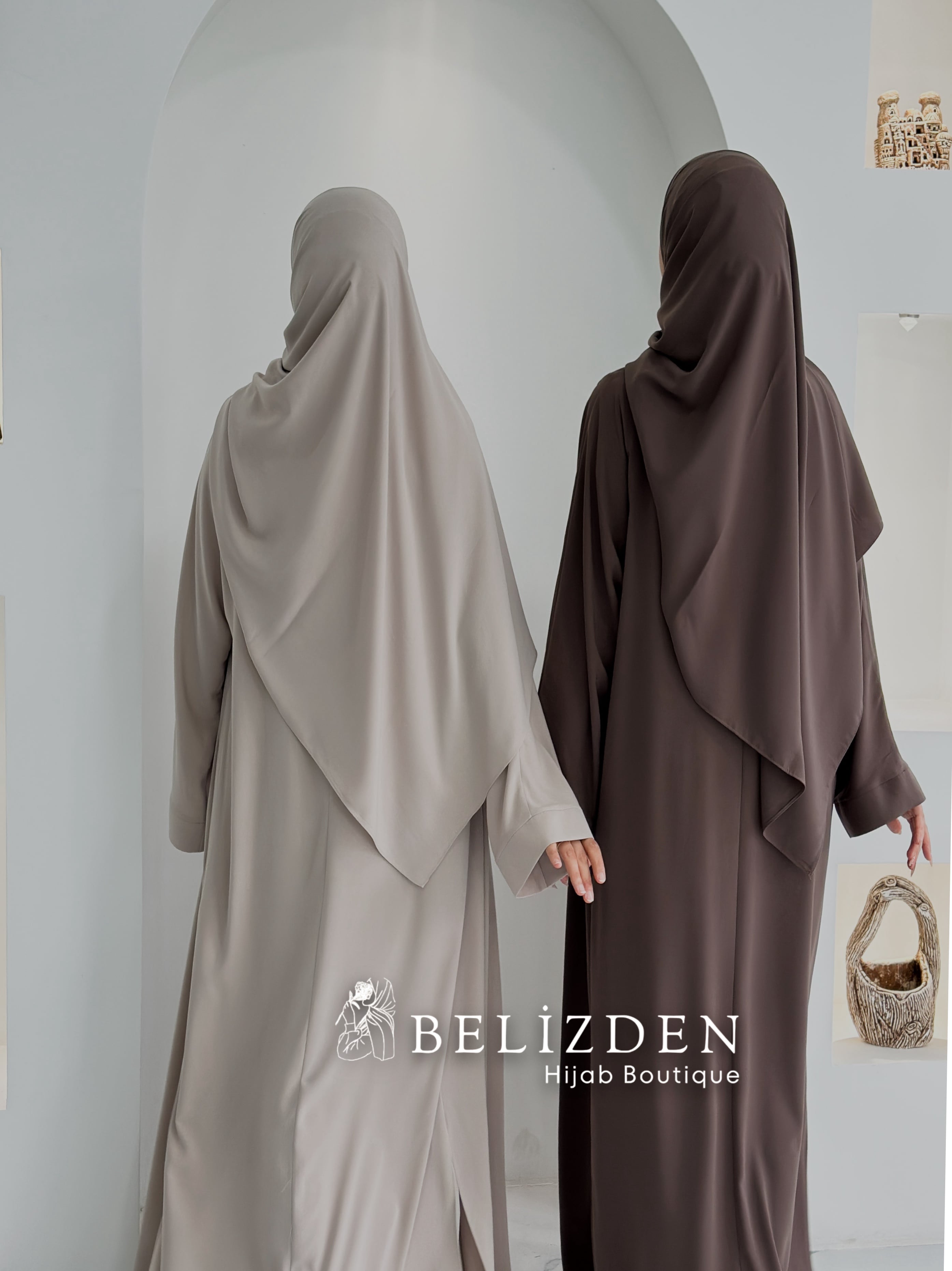 İPEK SAHRA ABAYA TAKIM - KÜL 