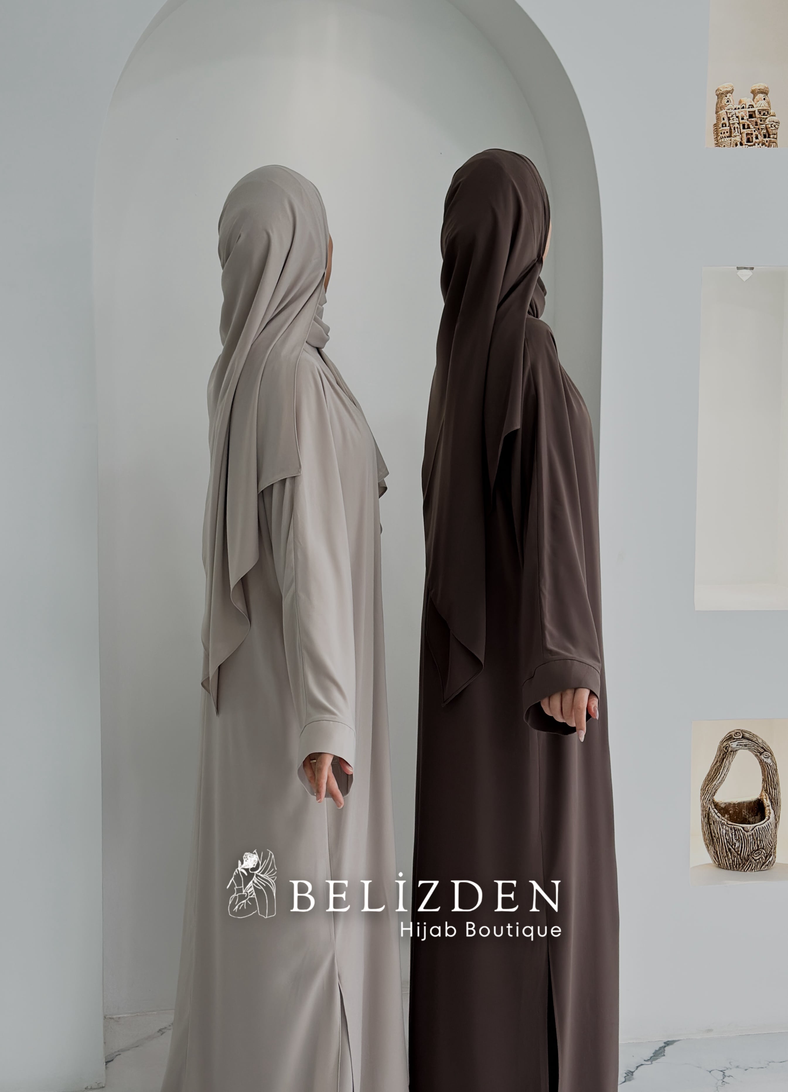 İPEK SAHRA ABAYA TAKIM - KÜL 
