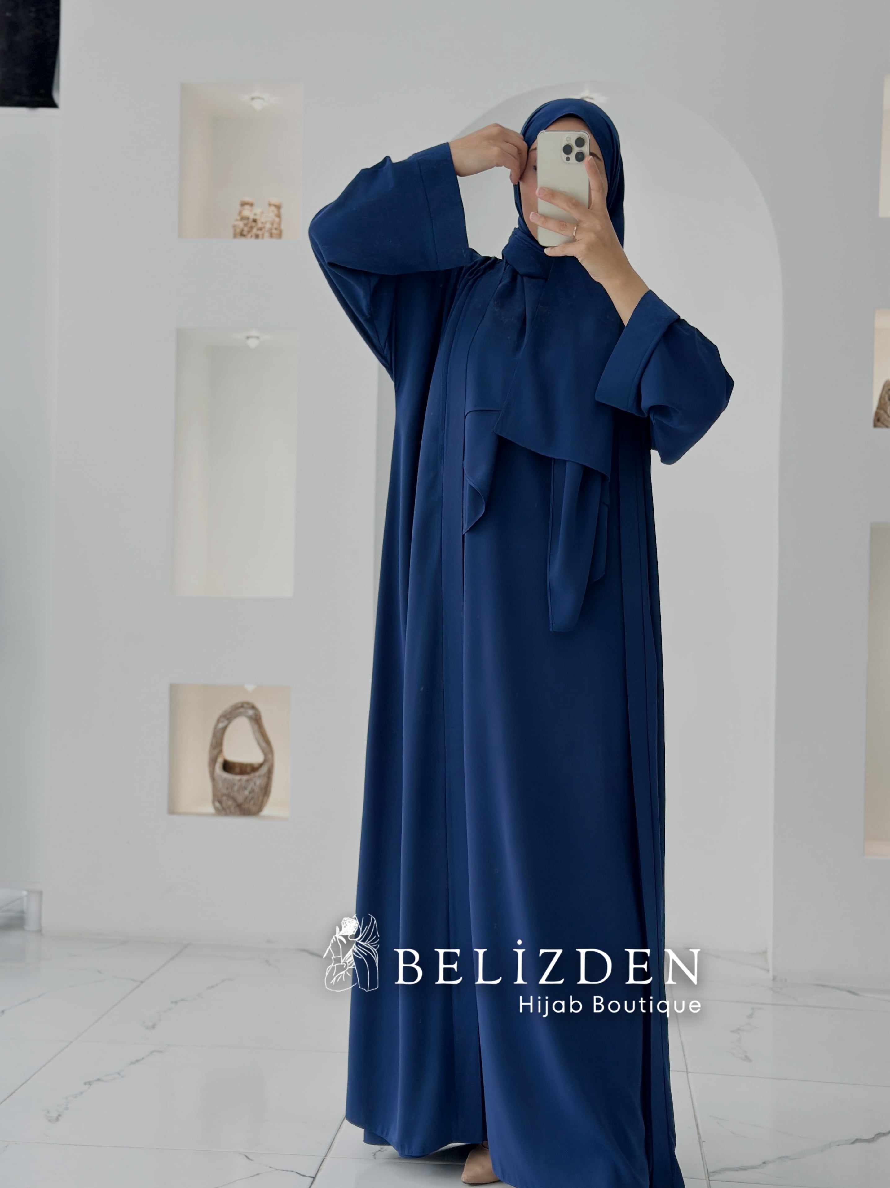 İPEK SAHRA ABAYA TAKIM - GECE MAVİSİ