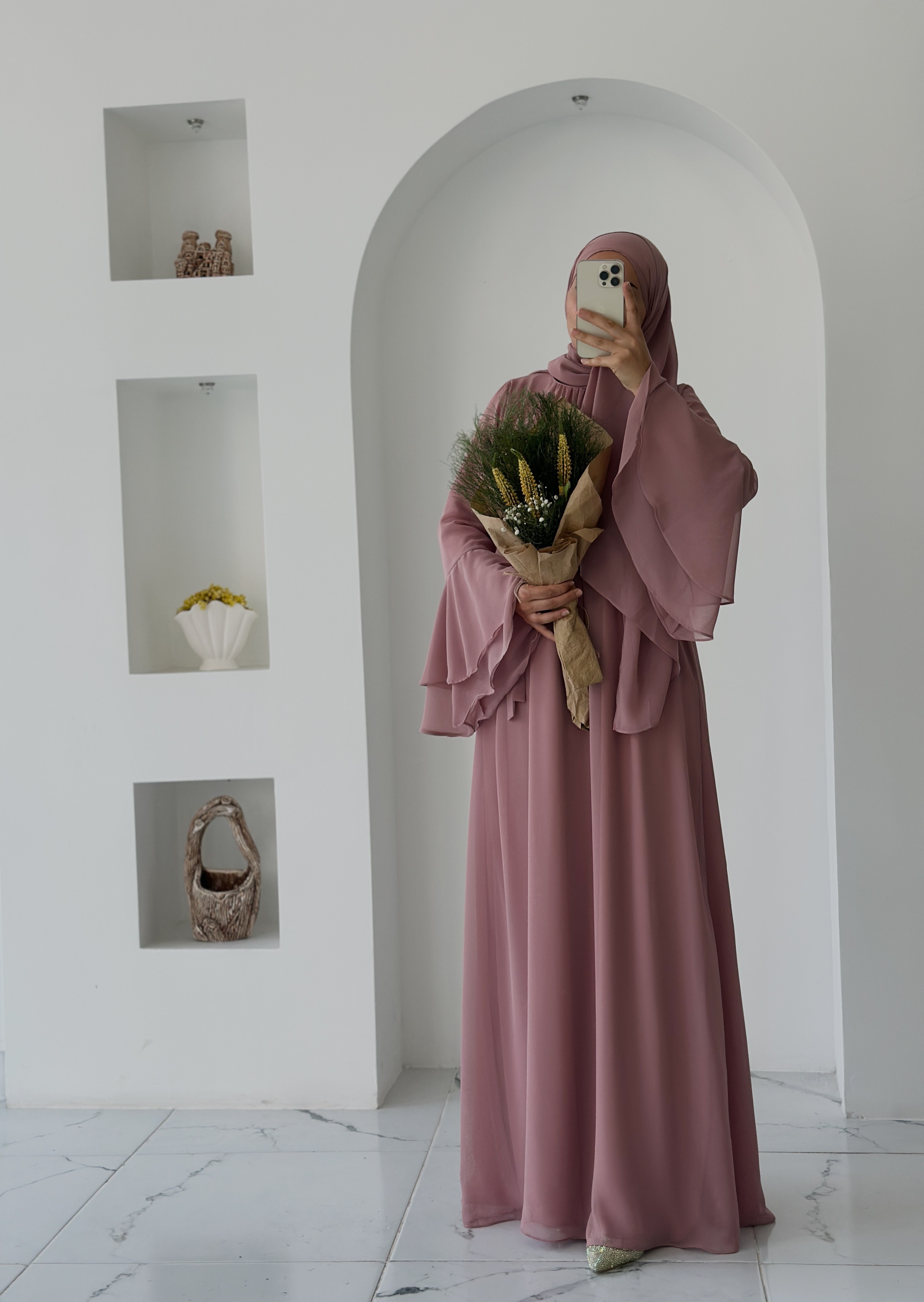 AHU ŞİFON ELBİSE  - PUDRA