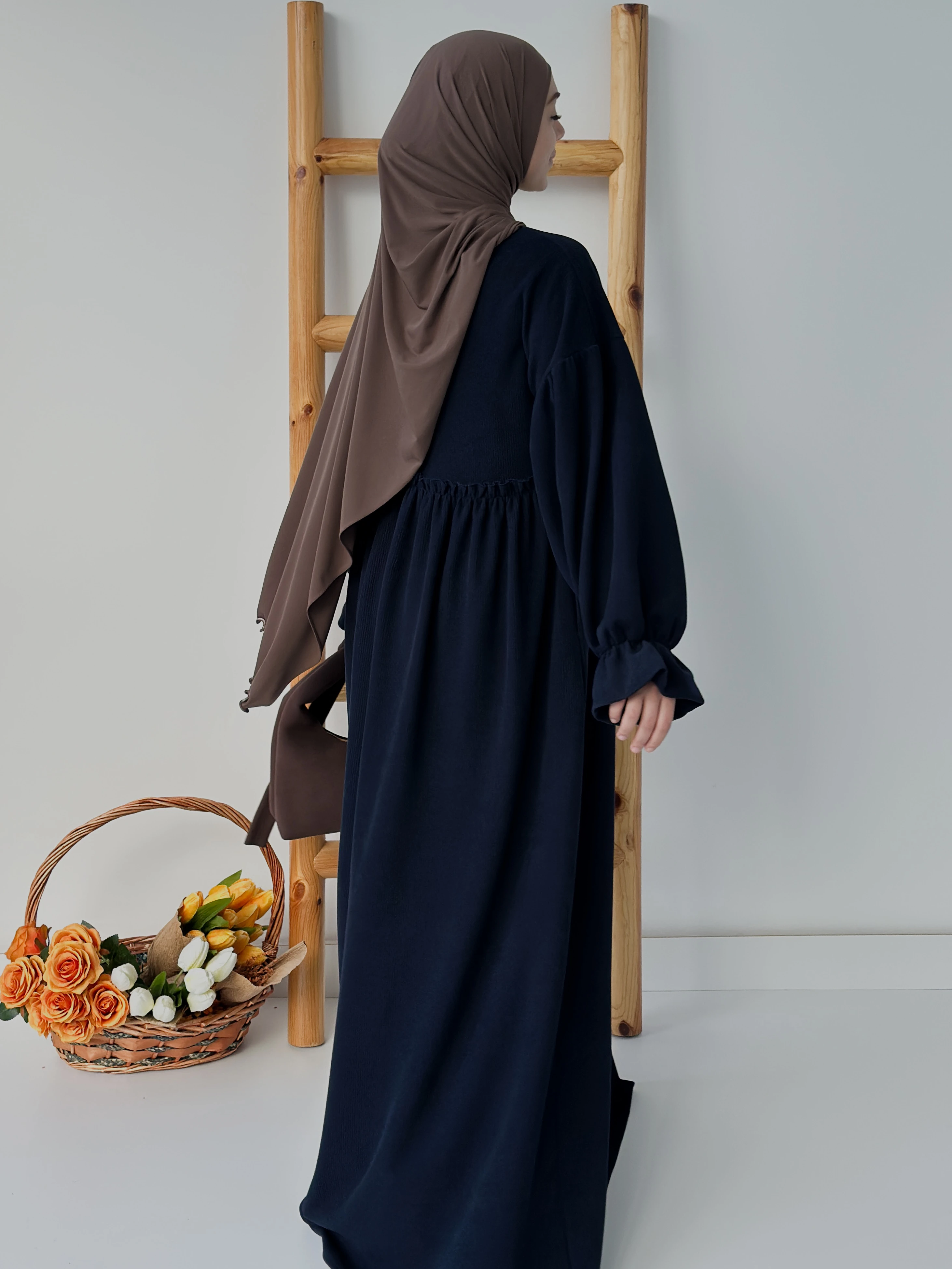 FİTİLLİ İNCİ ELBİSE  - LACİVERT