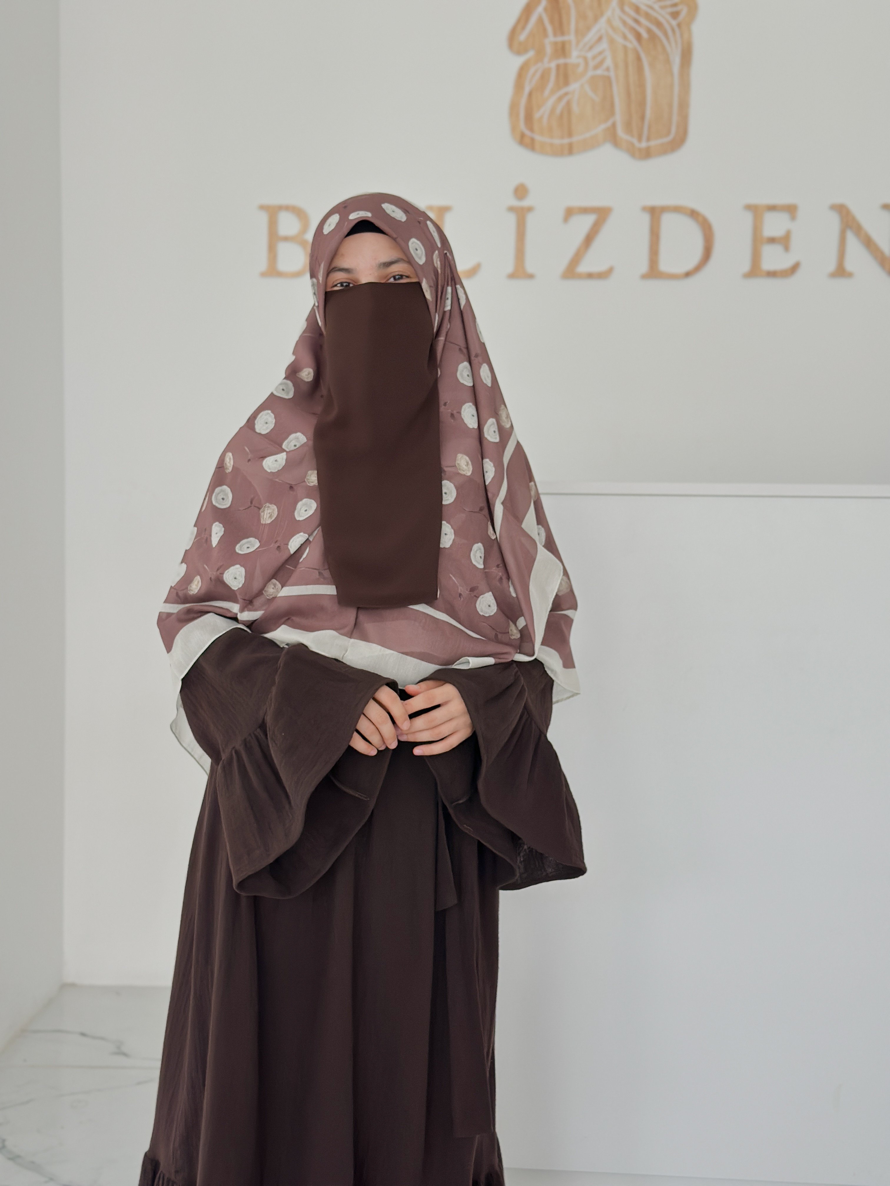 140x140 COTTON EŞARP GÜL - KAHVE GÜL 
