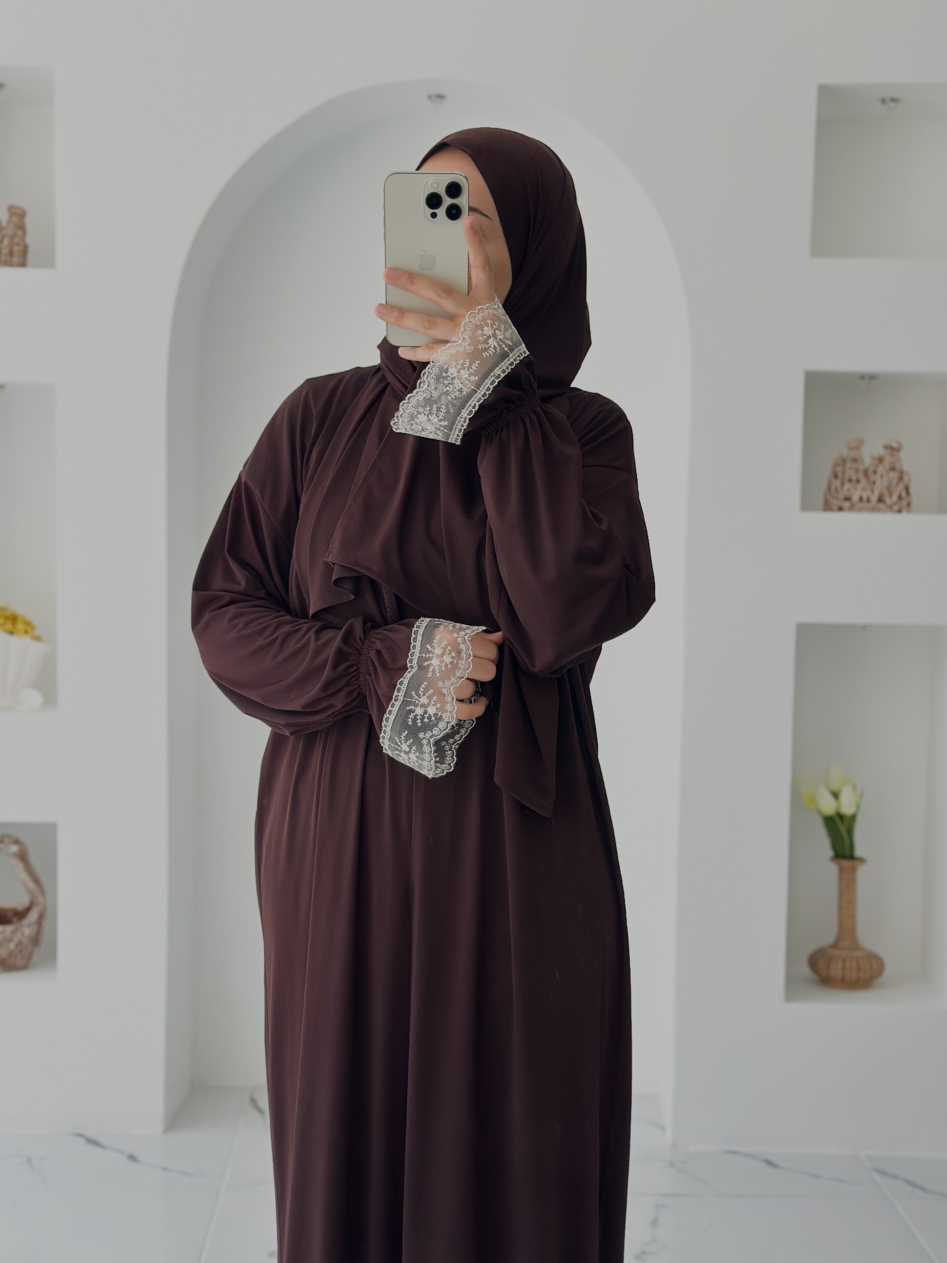 ŞALLI NAMAZ ELBİSESİ - ACI KAHVE