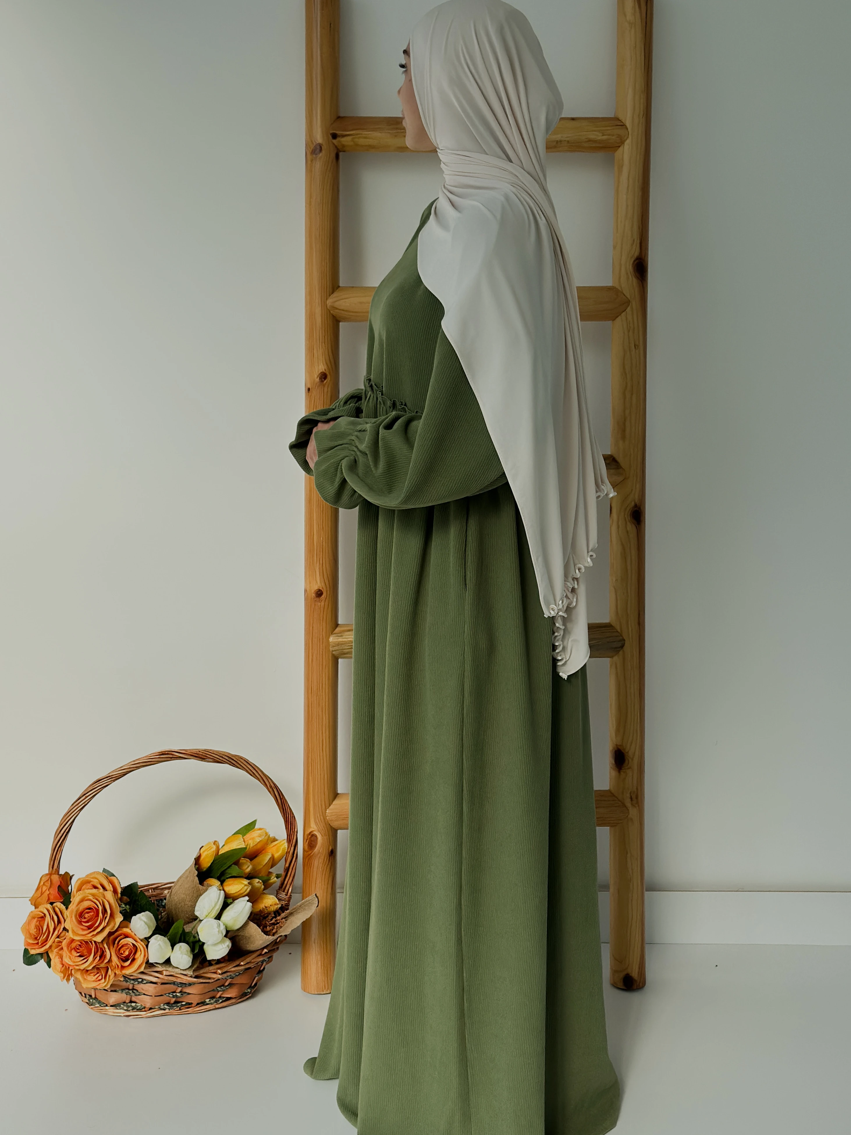 FİTİLLİ İNCİ ELBİSE  - ÇAĞLA YEŞİL