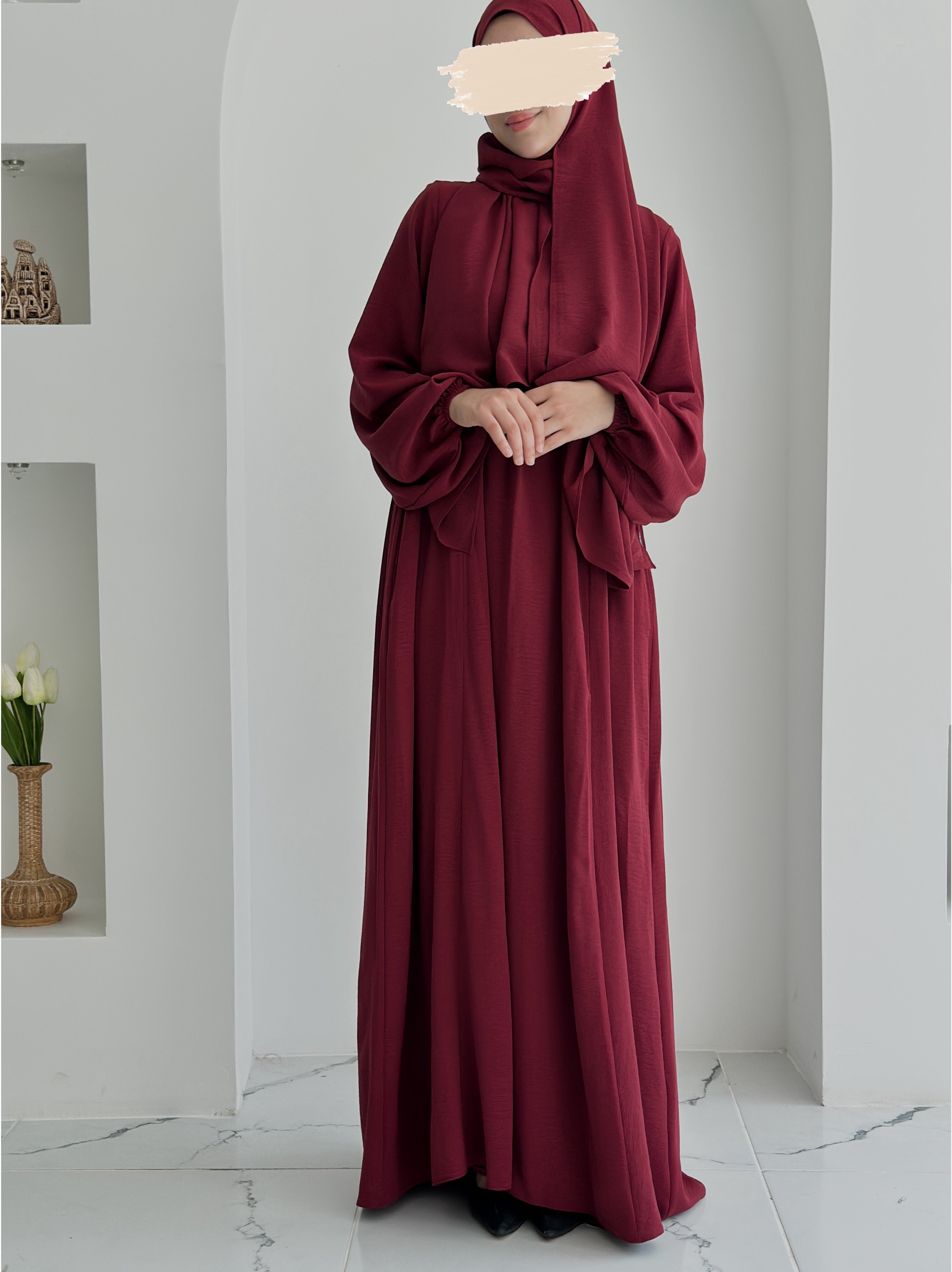 AİROBİN NEVA ABAYA  +ŞAL  - BORDO
