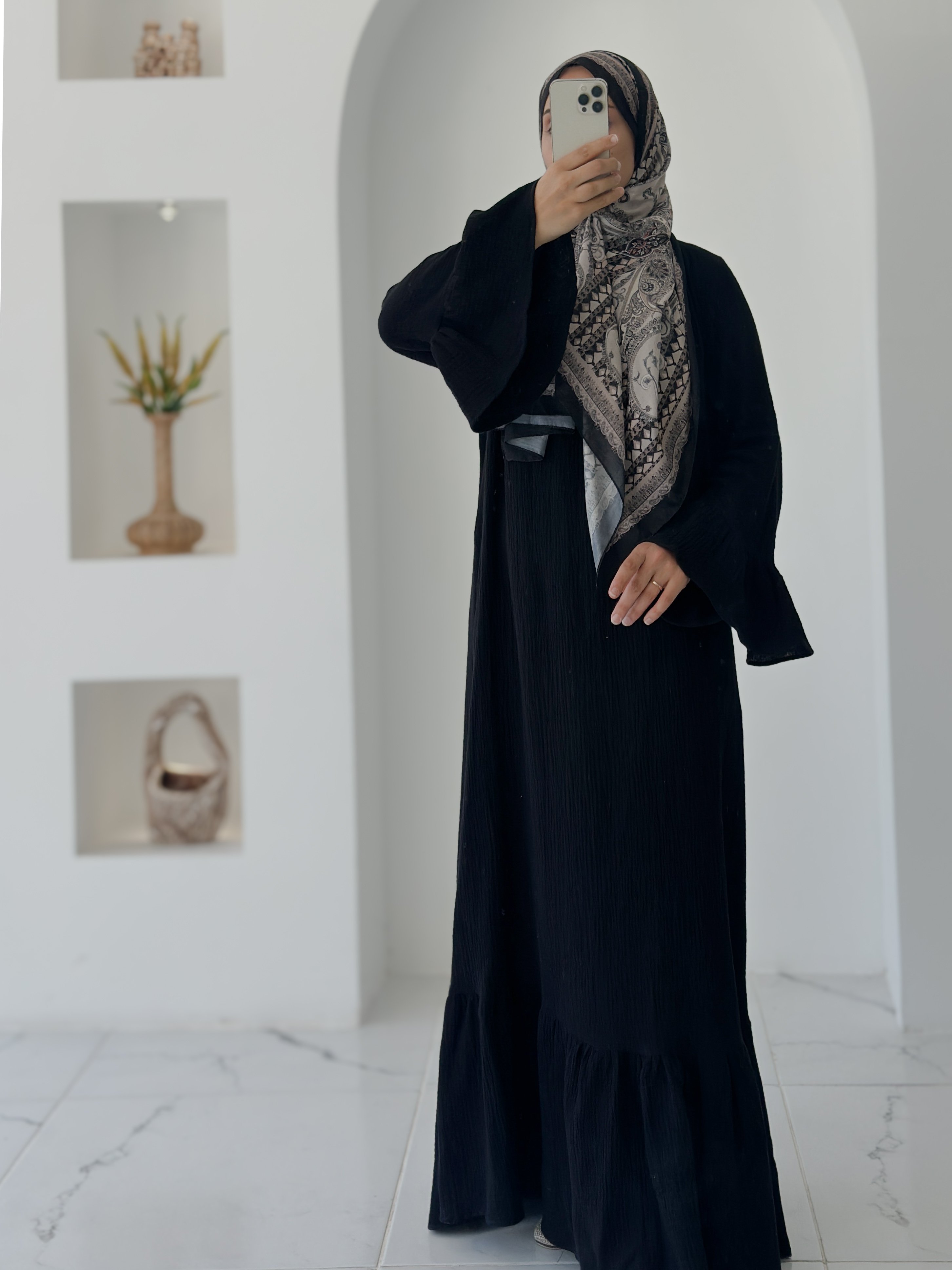 BAHAR MUSLİN ELBİSE  - SİYAH