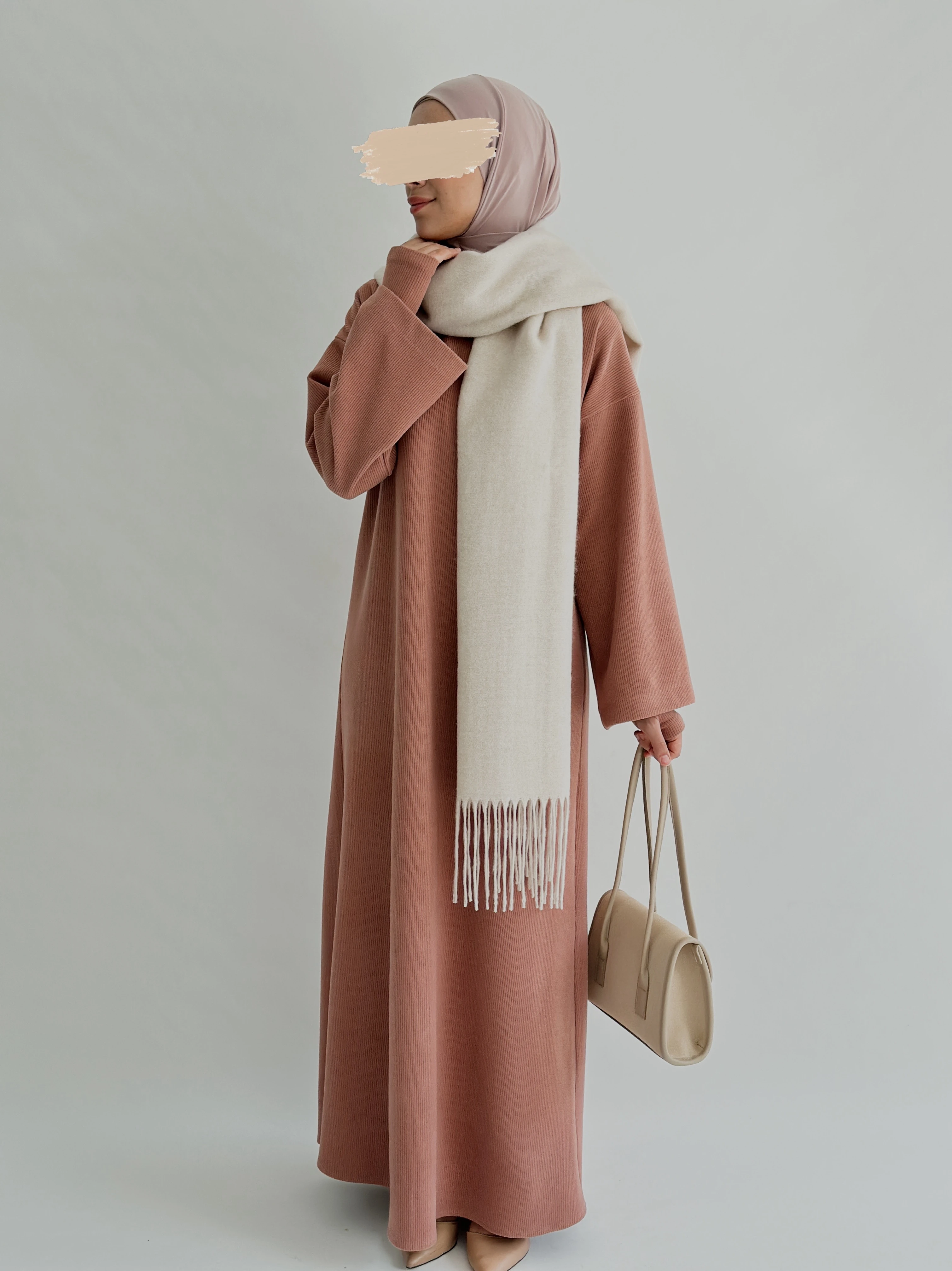 FİTİLLİ DÜZ ELBİSE +KOLLUK - PUDRA