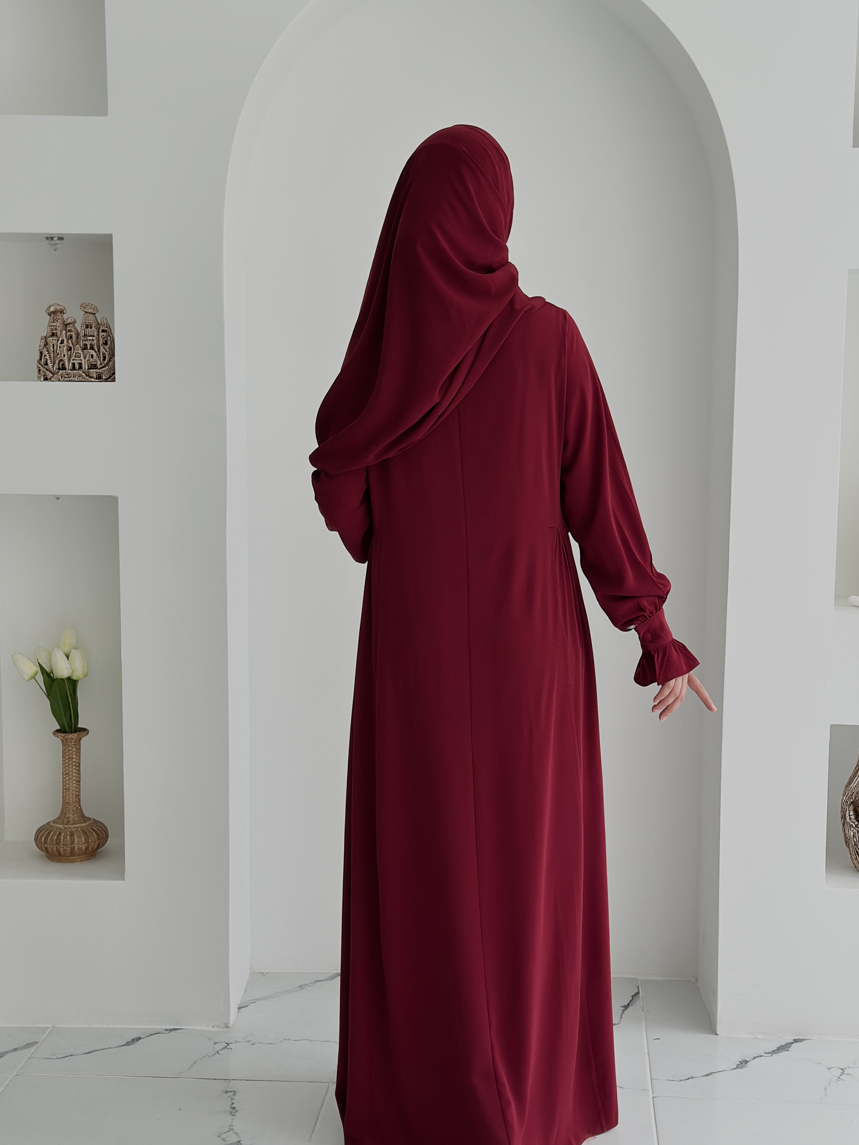 EFLİN ELBİSE VİŞNE+ŞAL